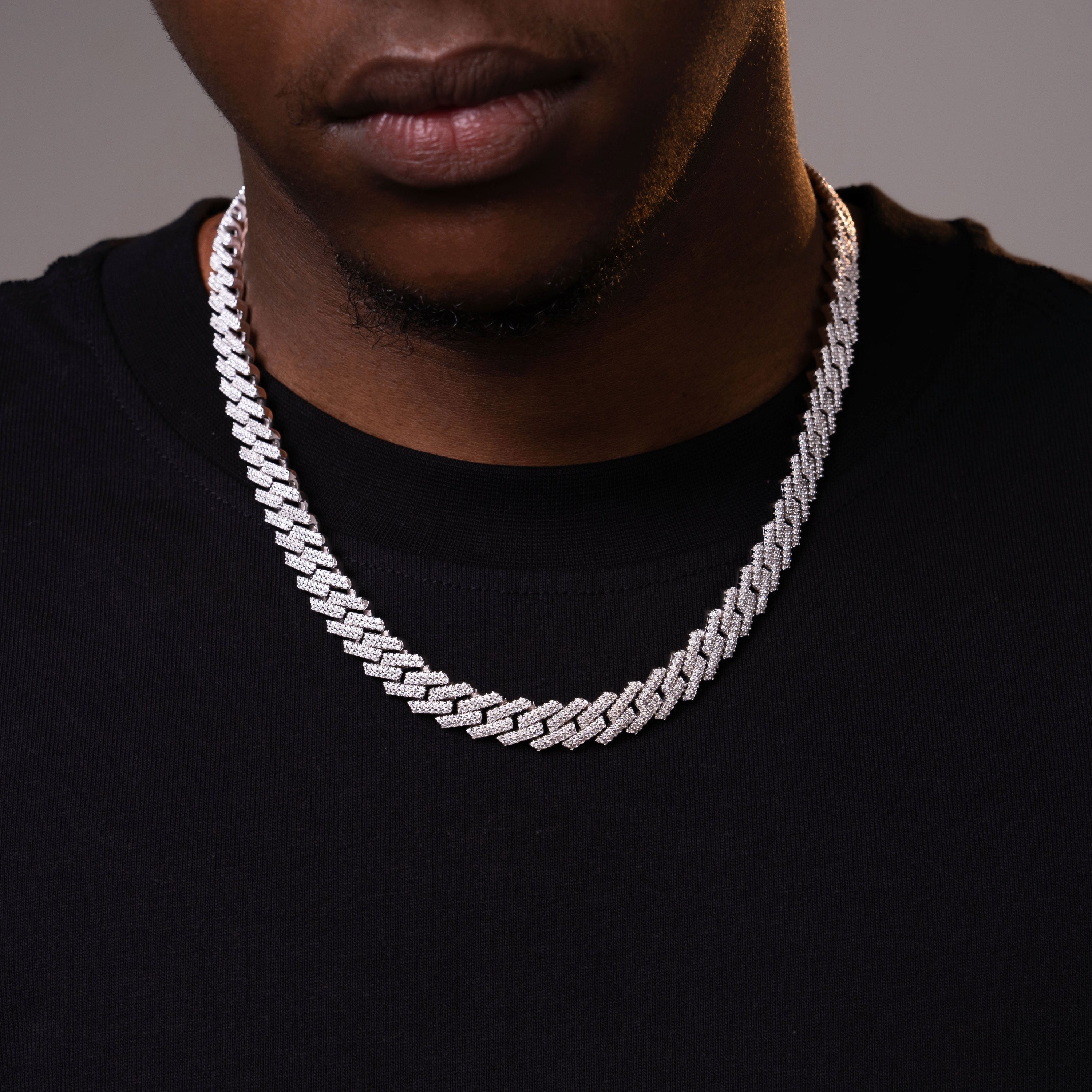 10MM 2 Row Stone Cuban Chain Moissanite Necklace Bracelet