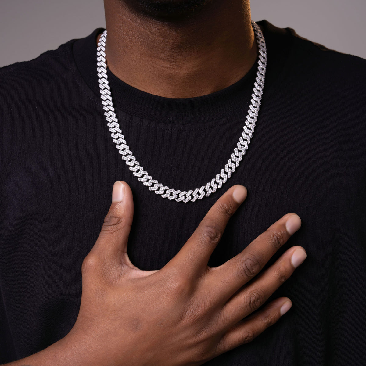 10MM 2 Row Iced Out Moissanite Cuban Chain Necklace & Bracelet – product view