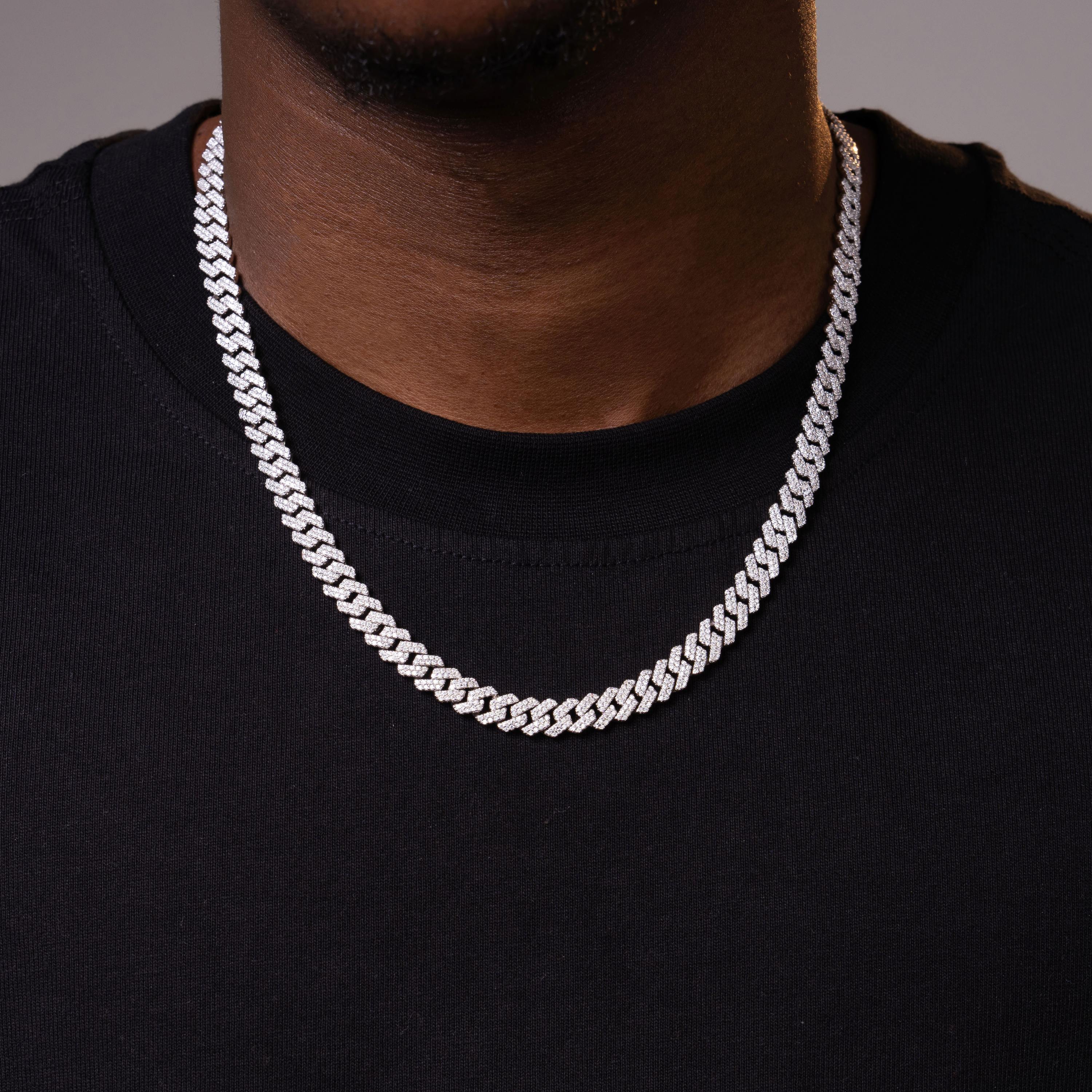 8MM 2 Row Stone Cuban Chain Moissanite Necklace & Bracelet – FH2127 – alternate product view 3