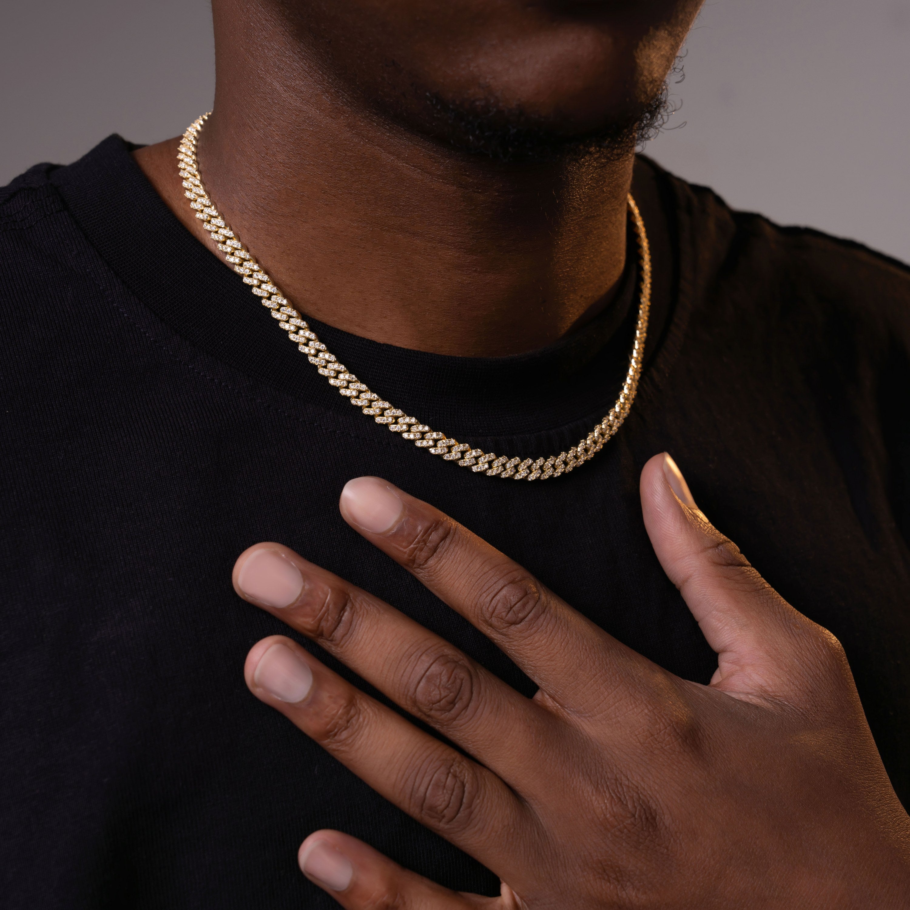 6.5MM 1 Row Stone Cuban Chain Moissanite Necklace Bracelet