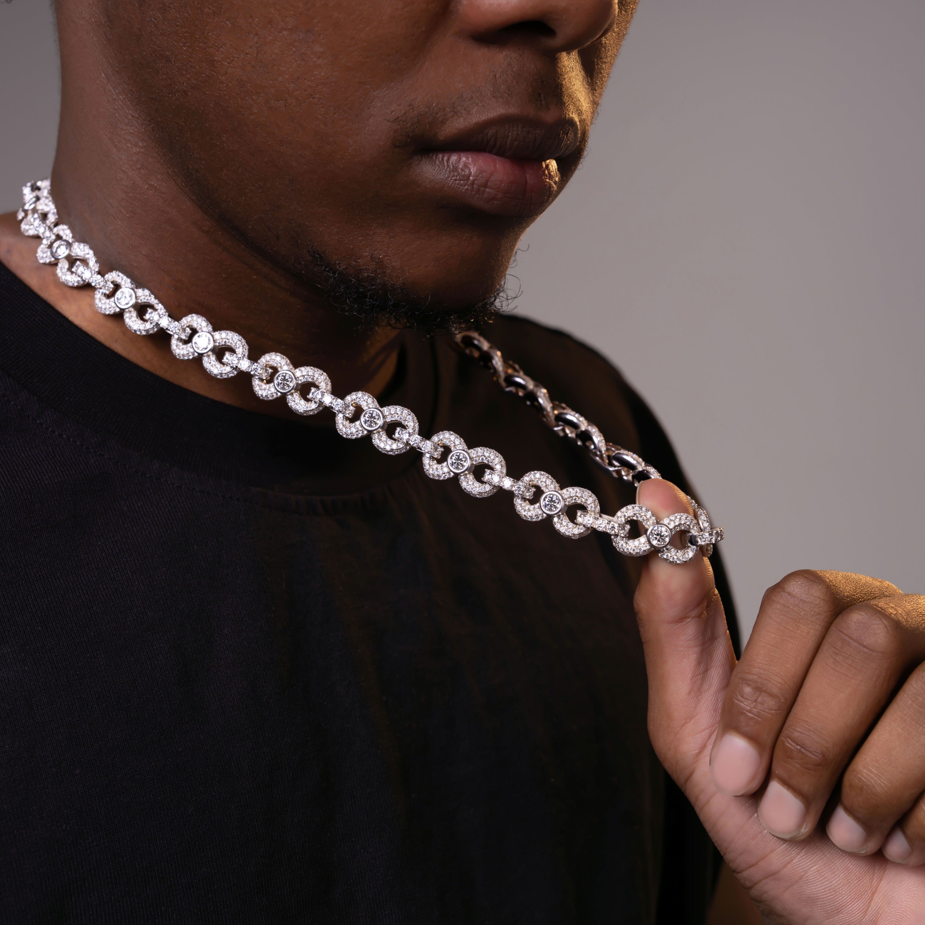 13mm Man's Iced Out Moissanite Infinite Cuban Necklace & Bracelet – product view