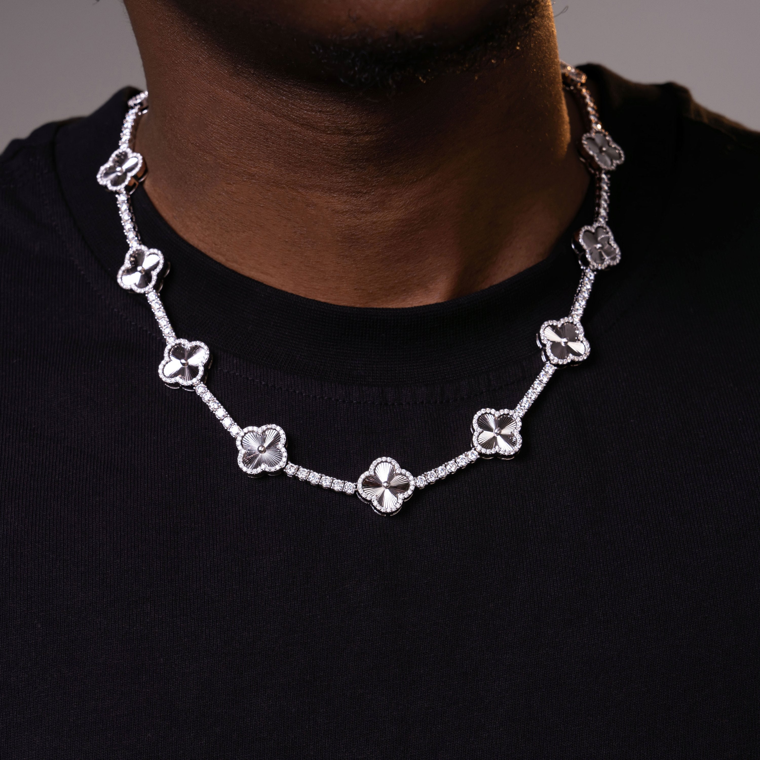 3MM Moissanite Laser Clover Tennis Chain Bracelet – product view