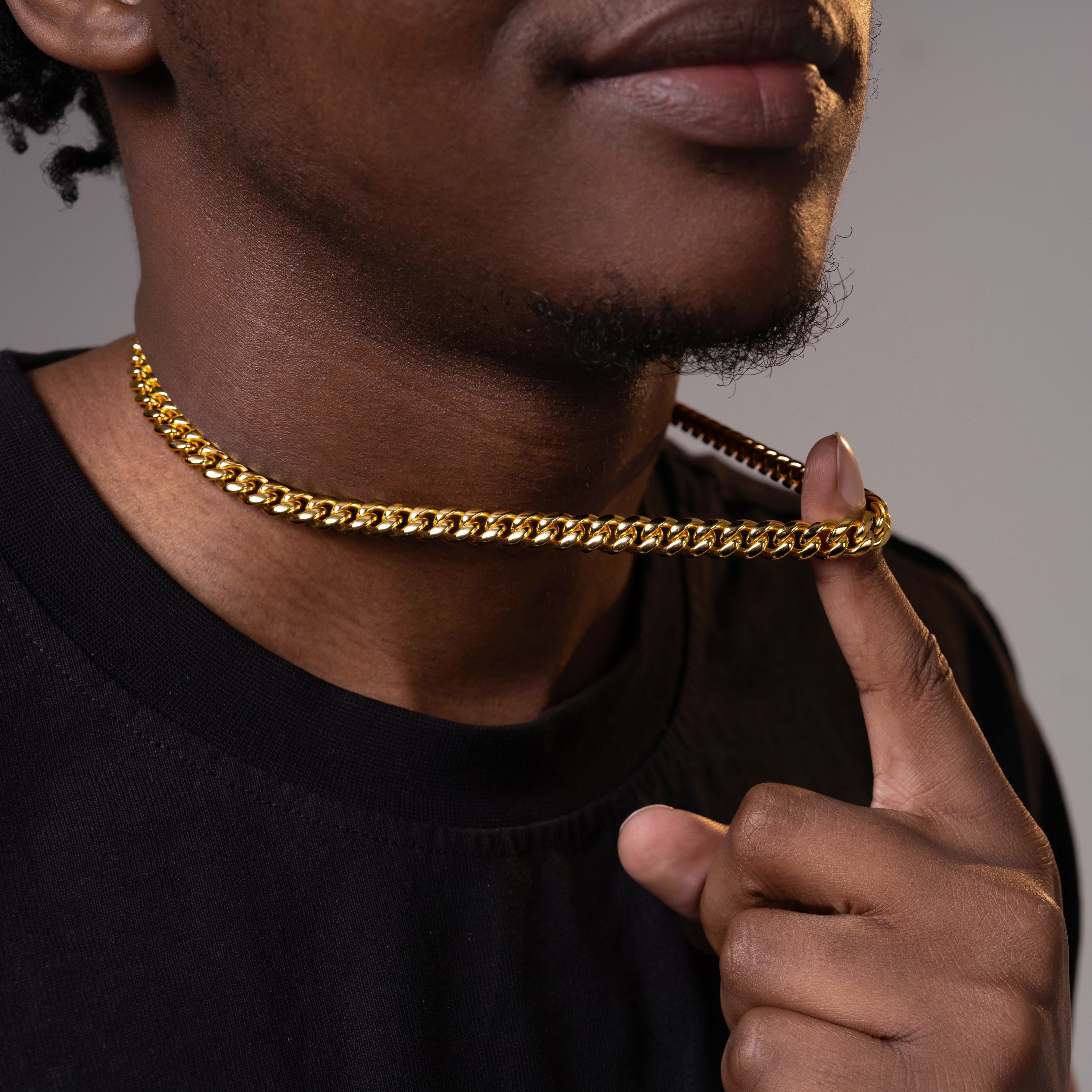 8MM Stainless Steel Moissanite Buckle Cuban Chain Necklace Bracelet