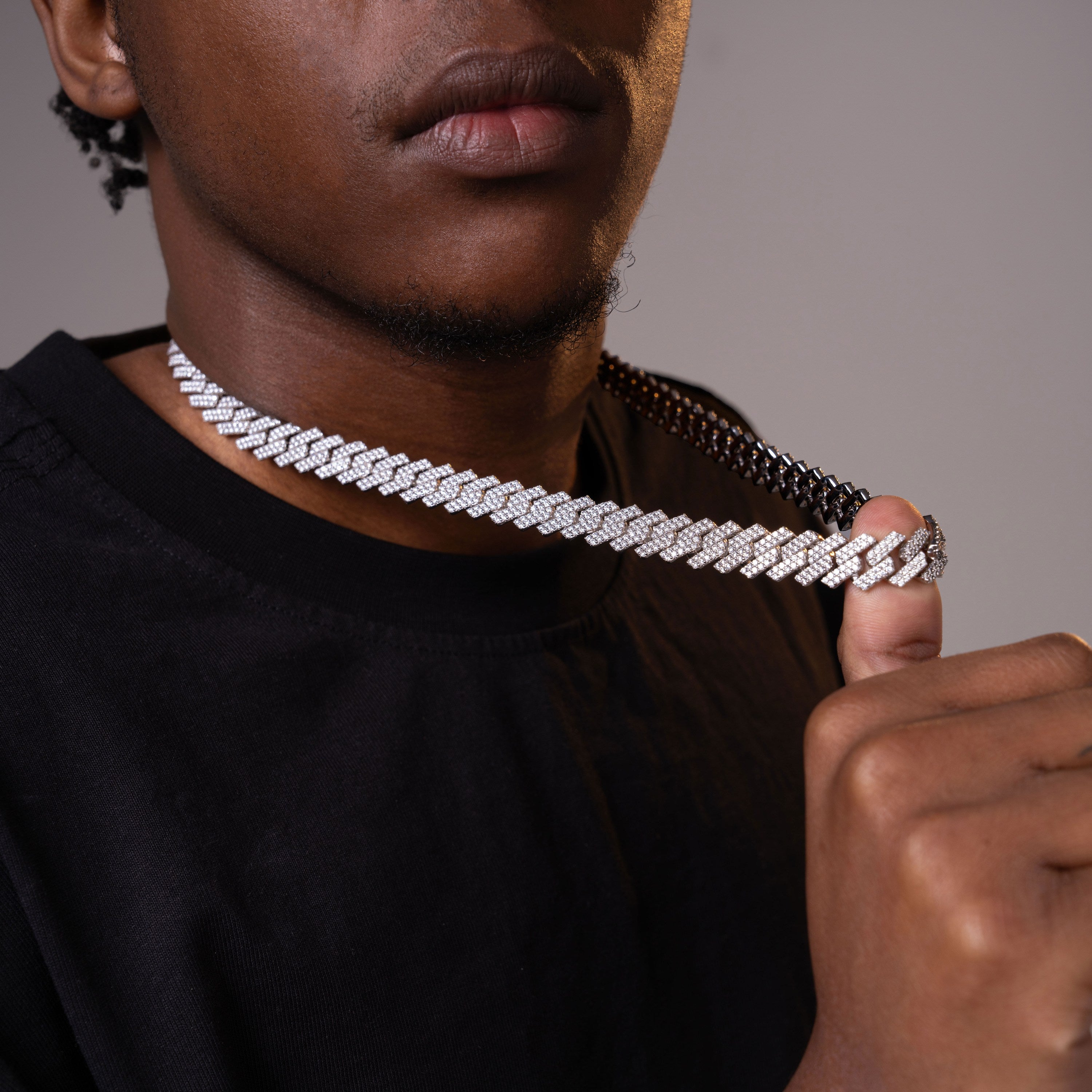 13MM 2 Row Moissanite Cuban Chain Bracelet – product view