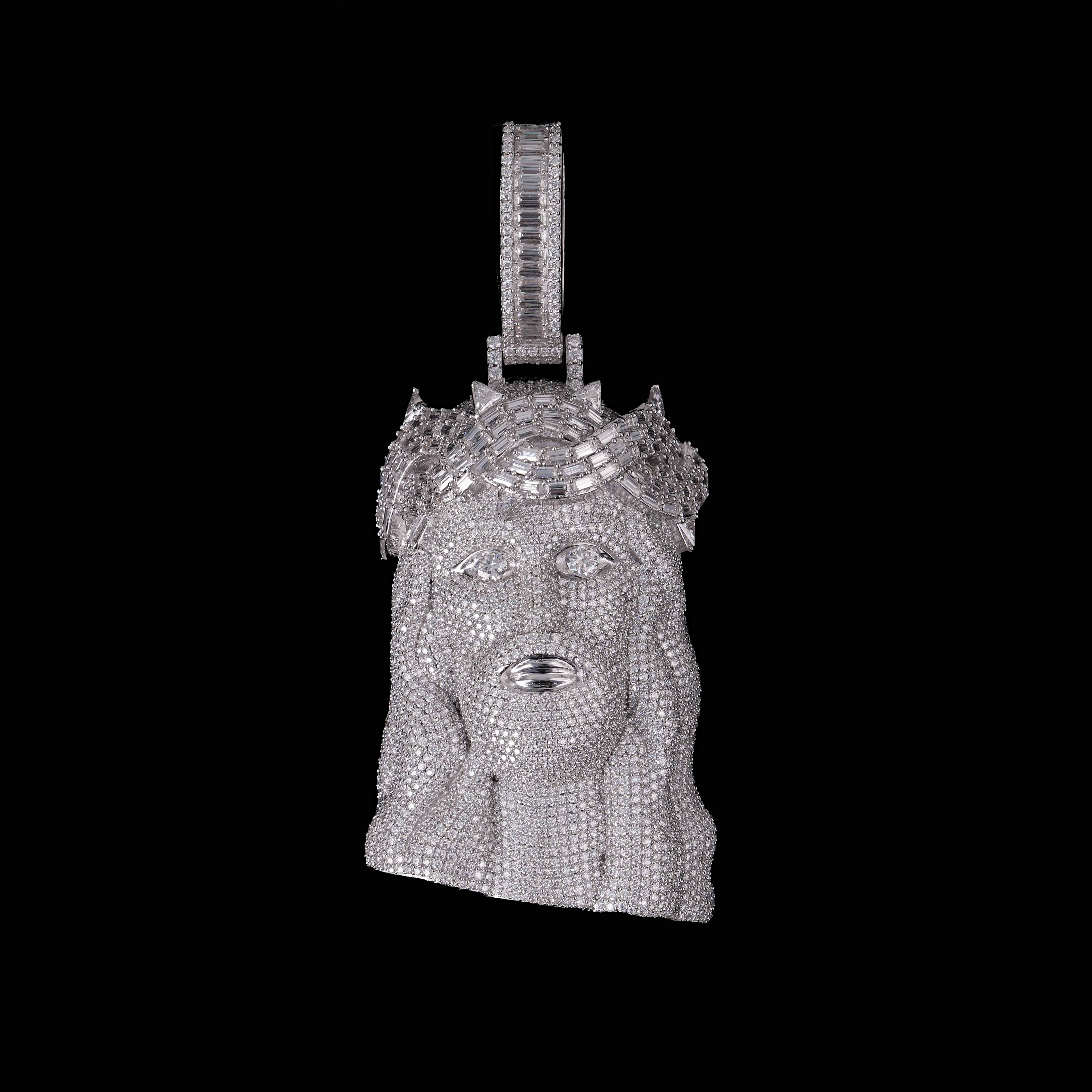 Moissanite Halo Jesus Pendant – alternate product view 5