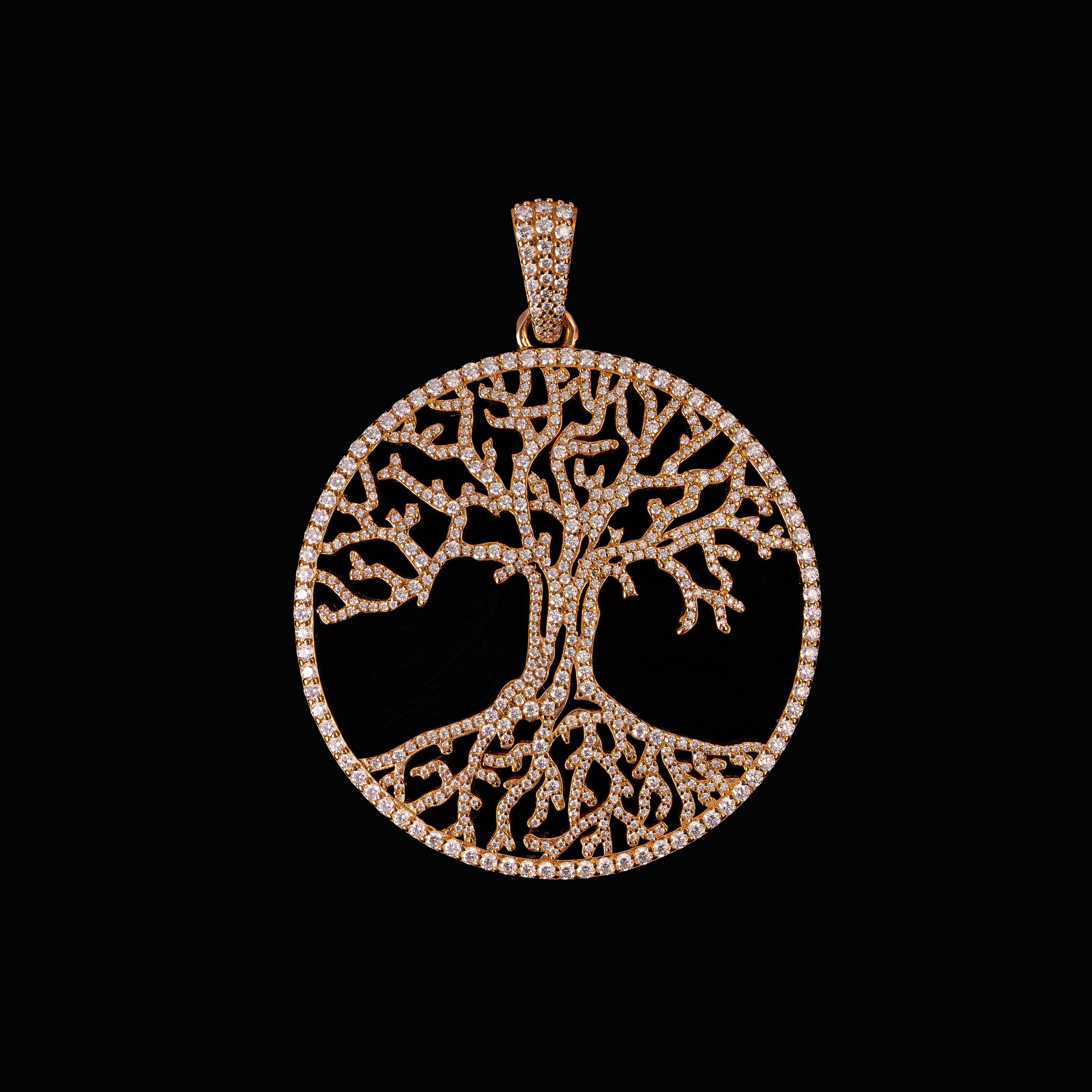 Iced Out Tree of Life Pendant – Moissanite Circle Charm – alternate product view 3
