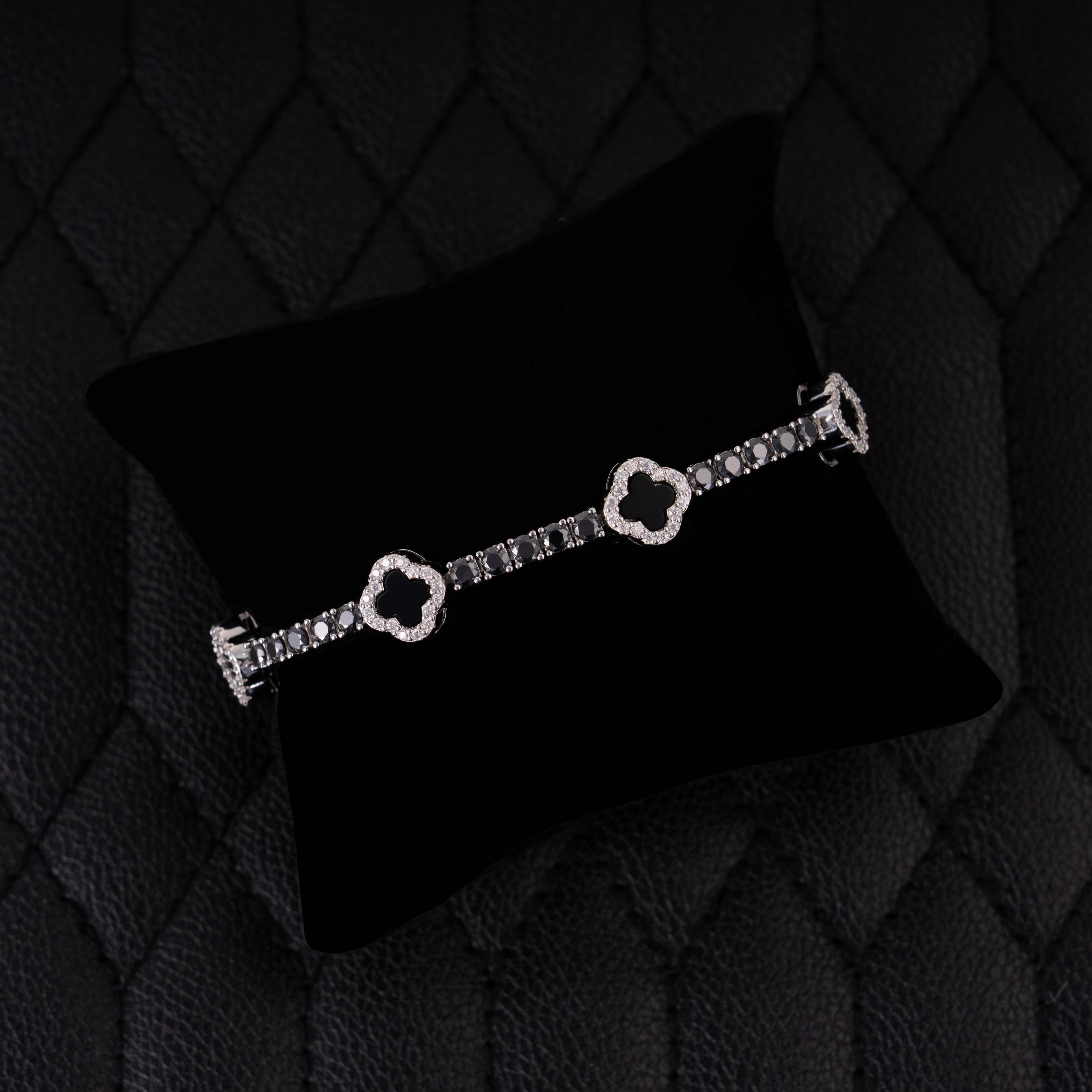 3MM Black Onyx Tennis Bracelet – Black & White Moissanite Iced Out Bracelet – alternate product view 5
