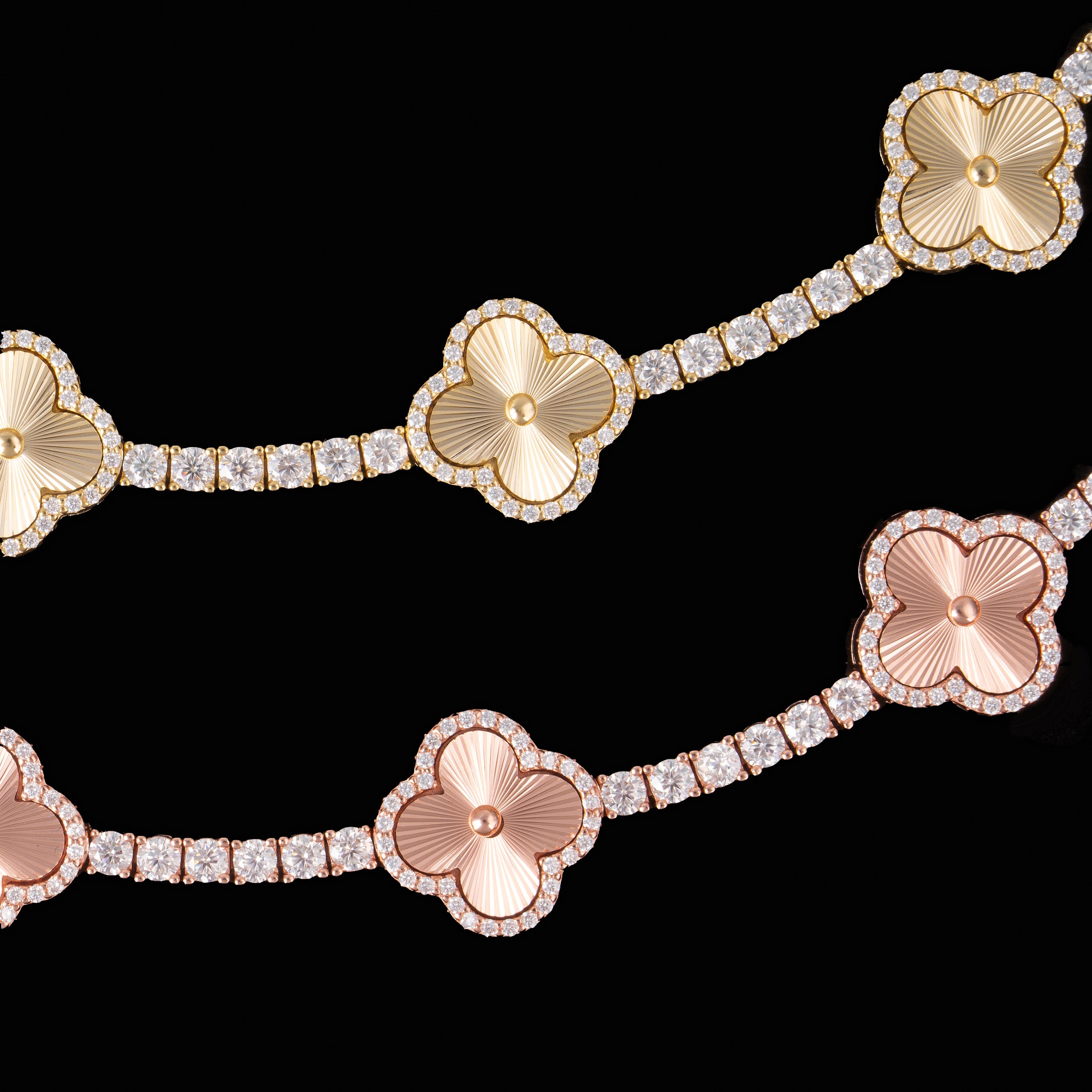 3MM Moissanite Laser Clover Tennis Chain Bracelet – product view