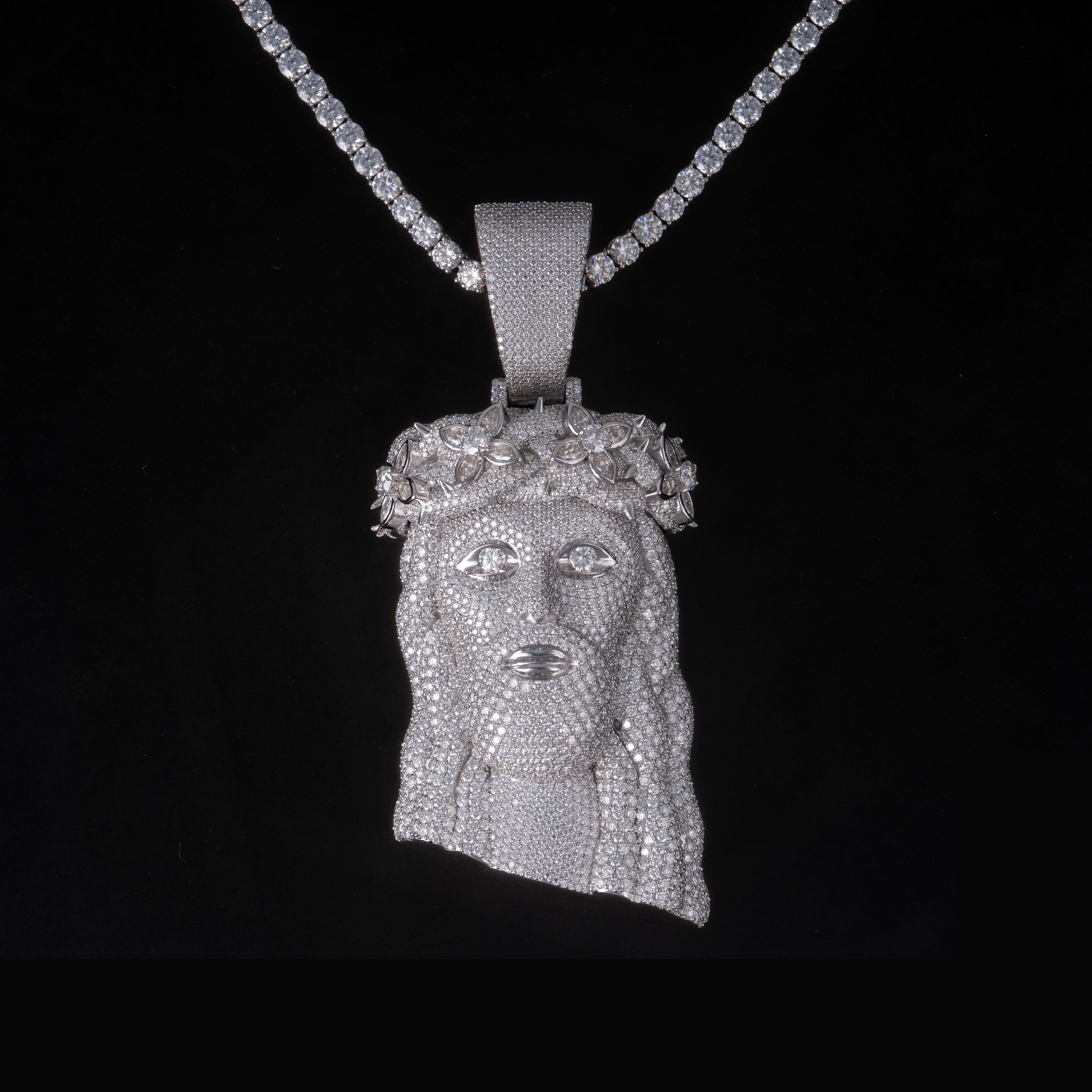 Moissanite Flowers Jesus Piece Pendant – alternate product view 4