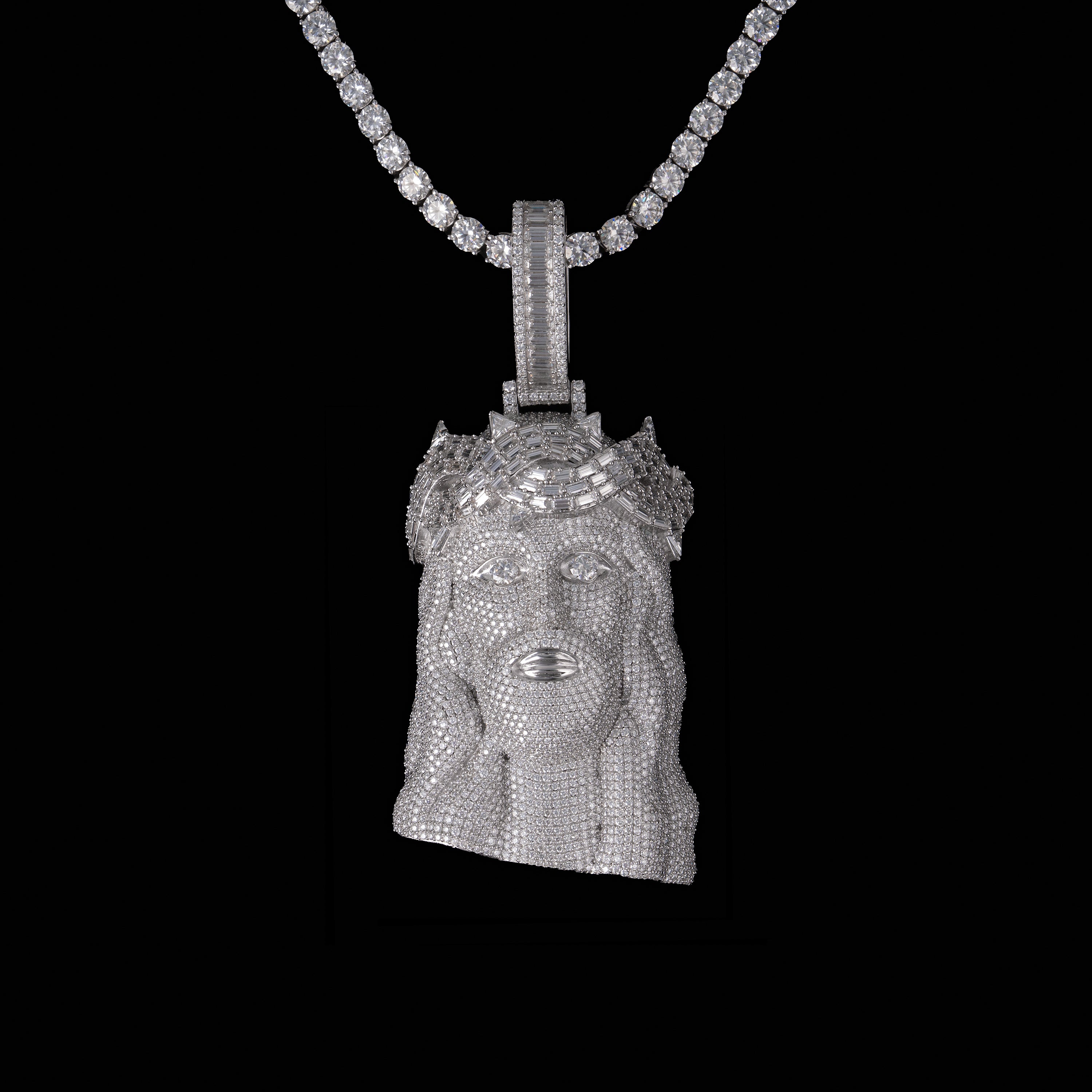 Moissanite Halo Jesus Pendant – alternate product view 4