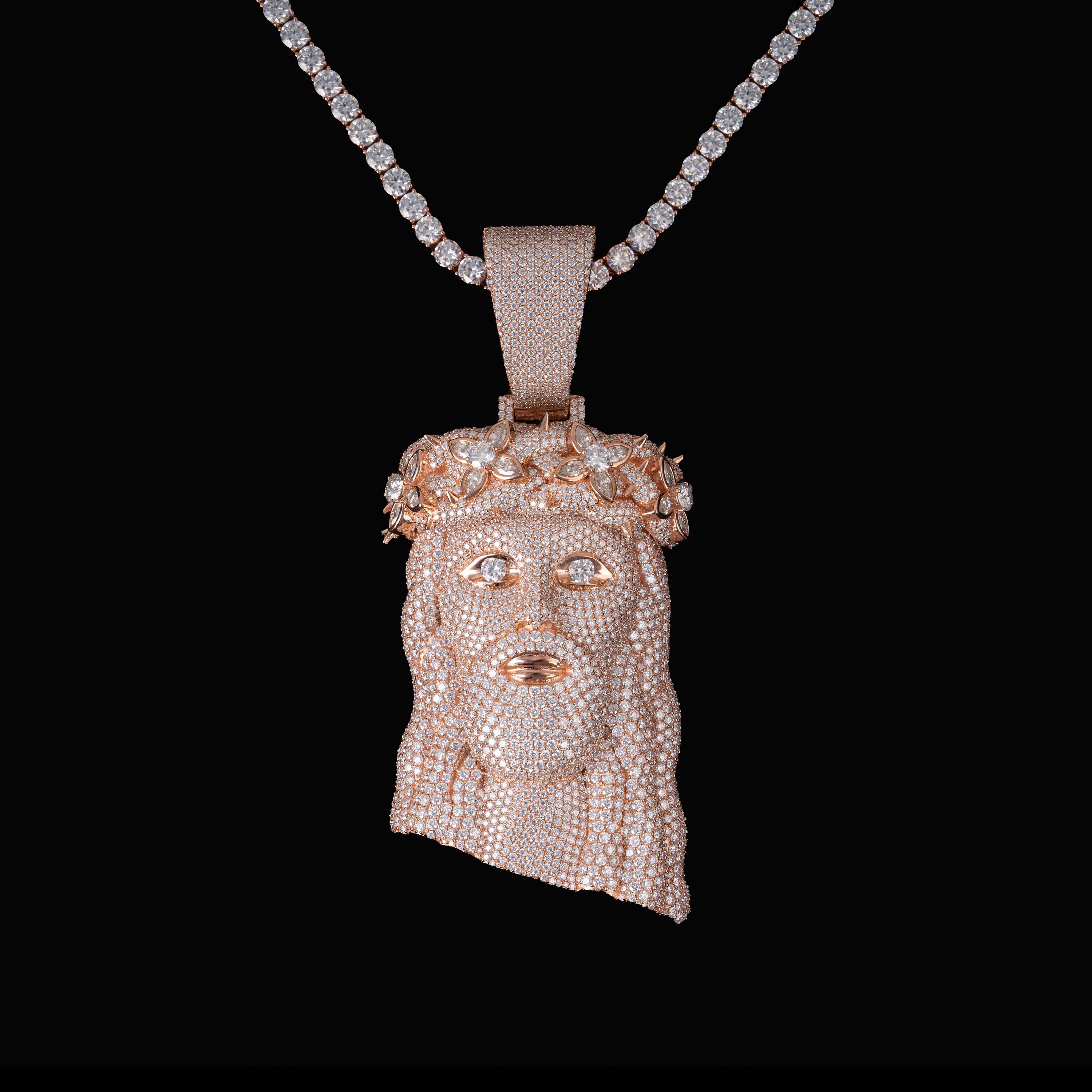 Moissanite Flowers Jesus Piece Pendant – alternate product view 5