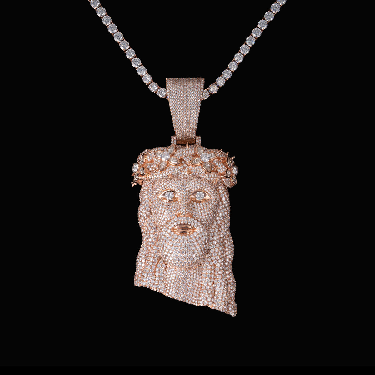 Moissanite Flowers Jesus Piece Pendant – alternate product view 5