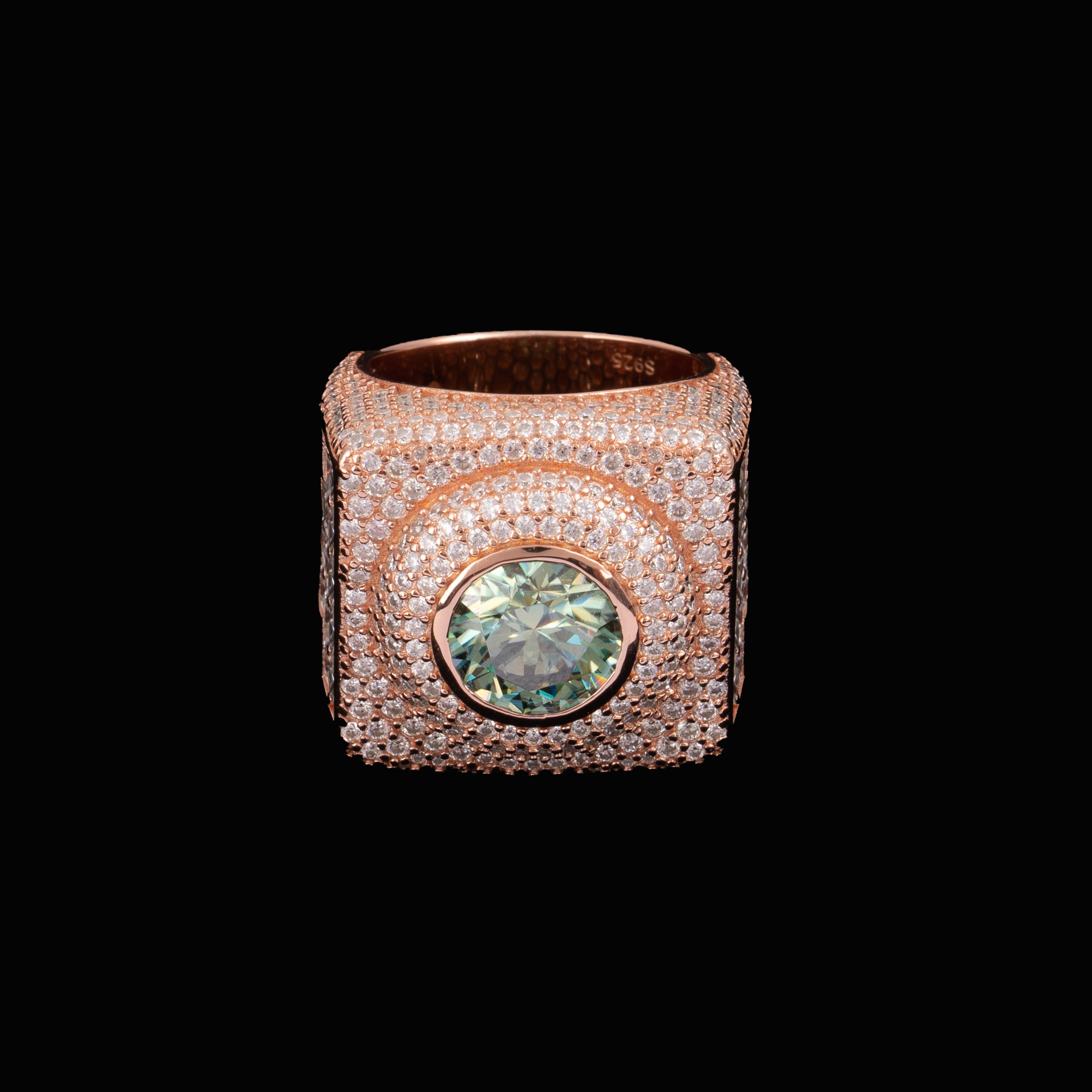Square Halo Ring with Colored Round Center Stone – alternate product view 2