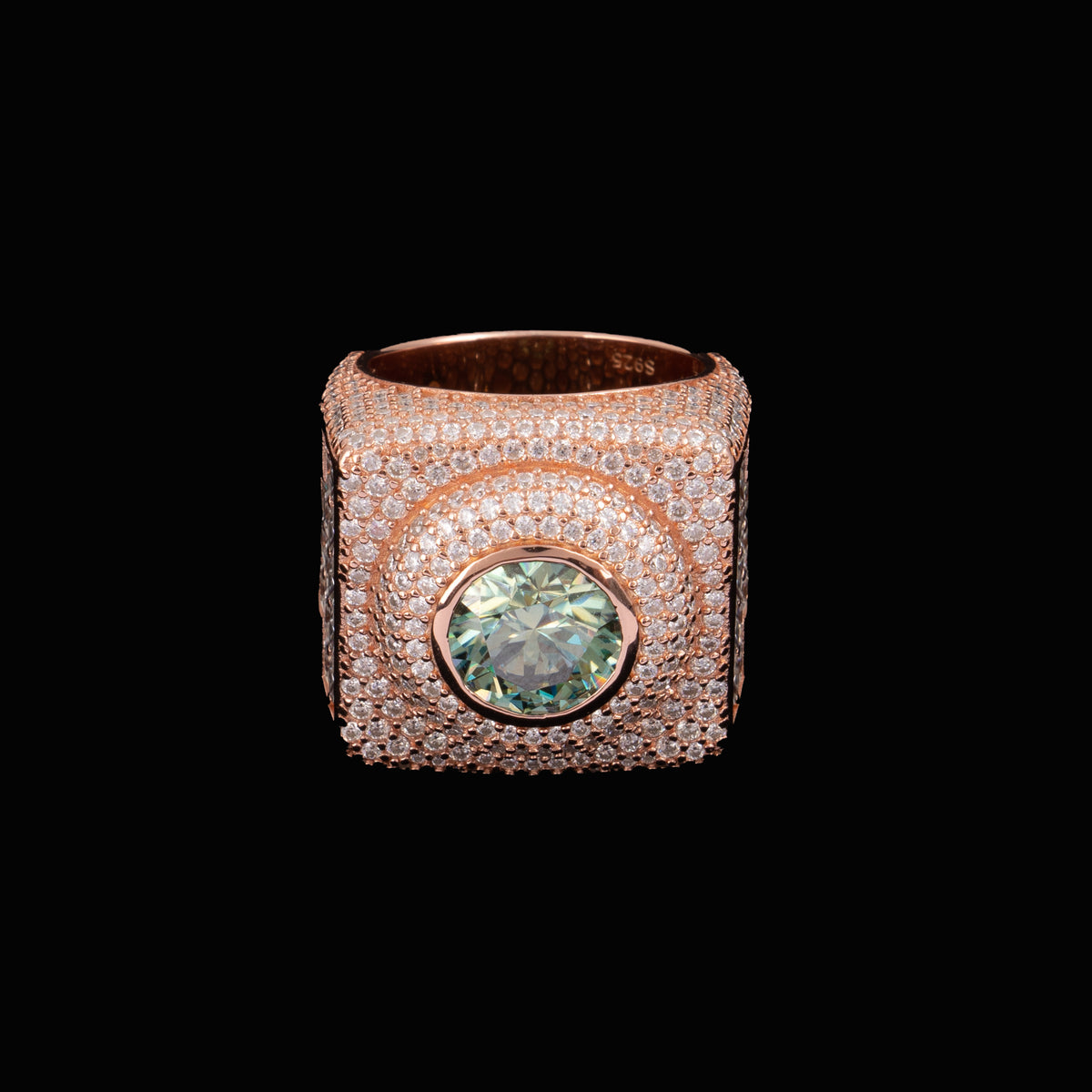 Square Halo Ring with Colored Round Center Stone – alternate product view 2