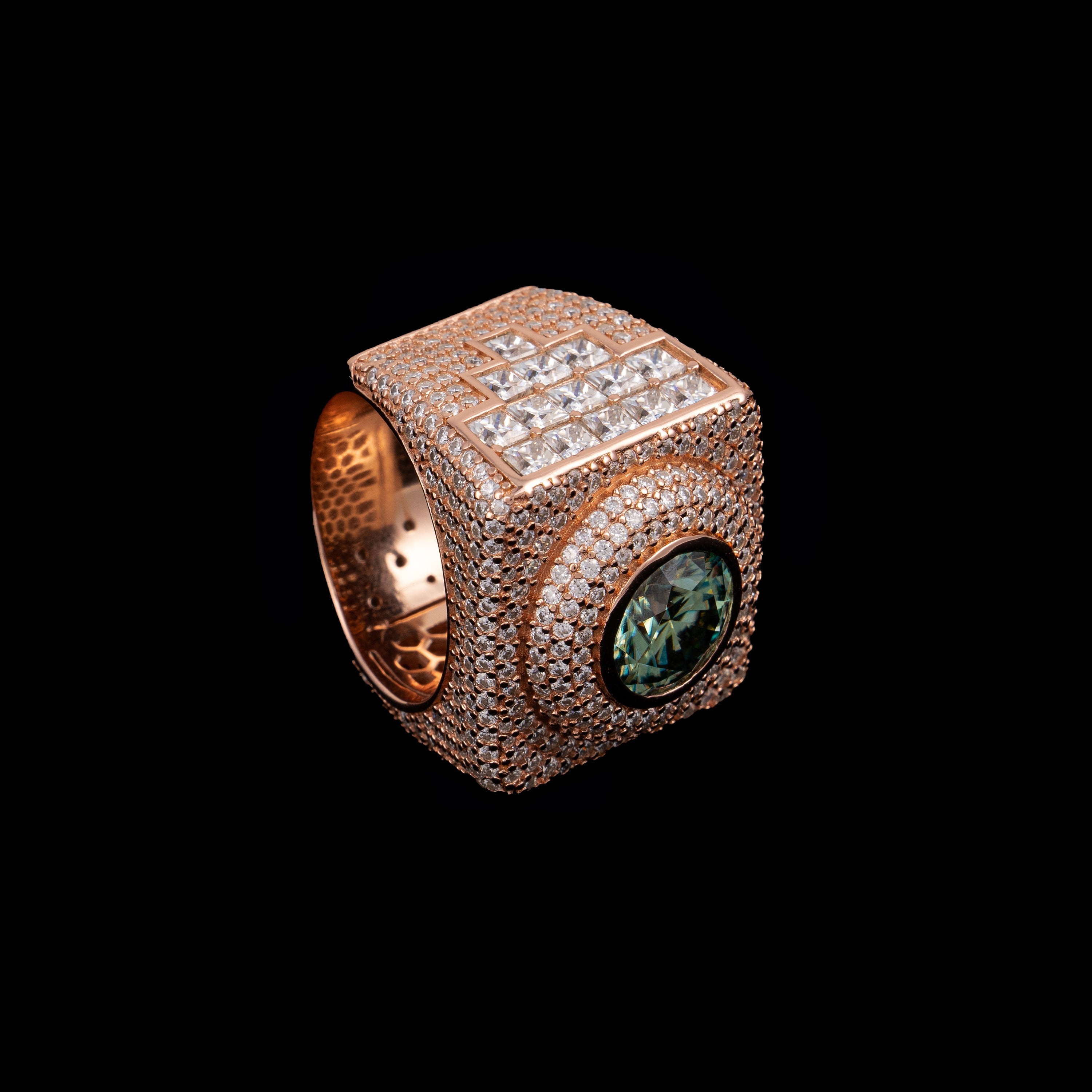 Square Halo Ring with Colored Round Center Stone – alternate product view 4