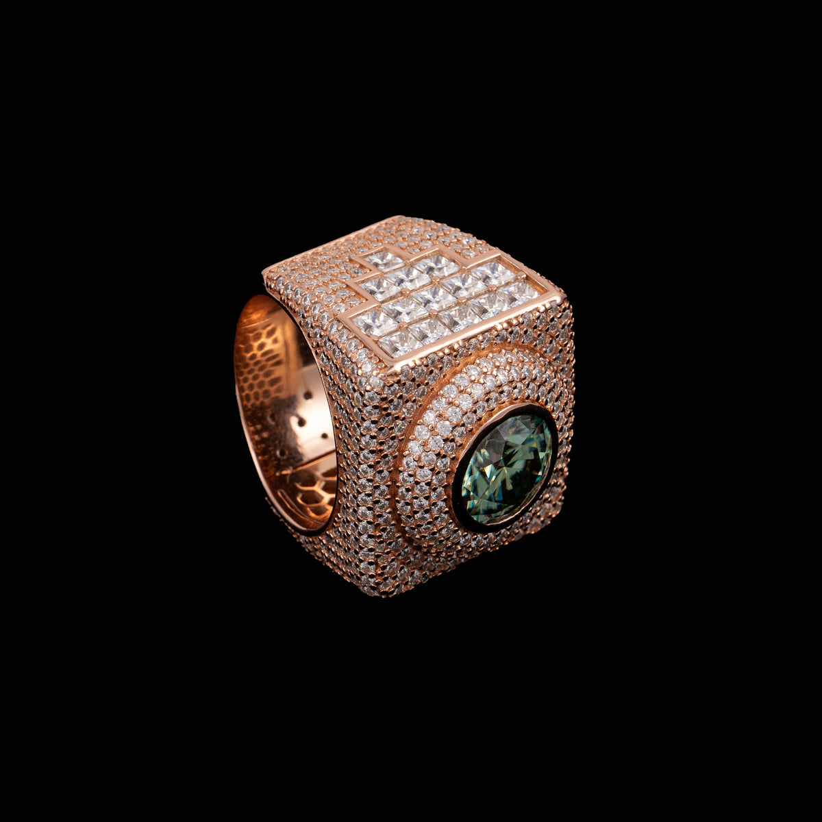 Square Halo Ring with Colored Round Center Stone – alternate product view 4