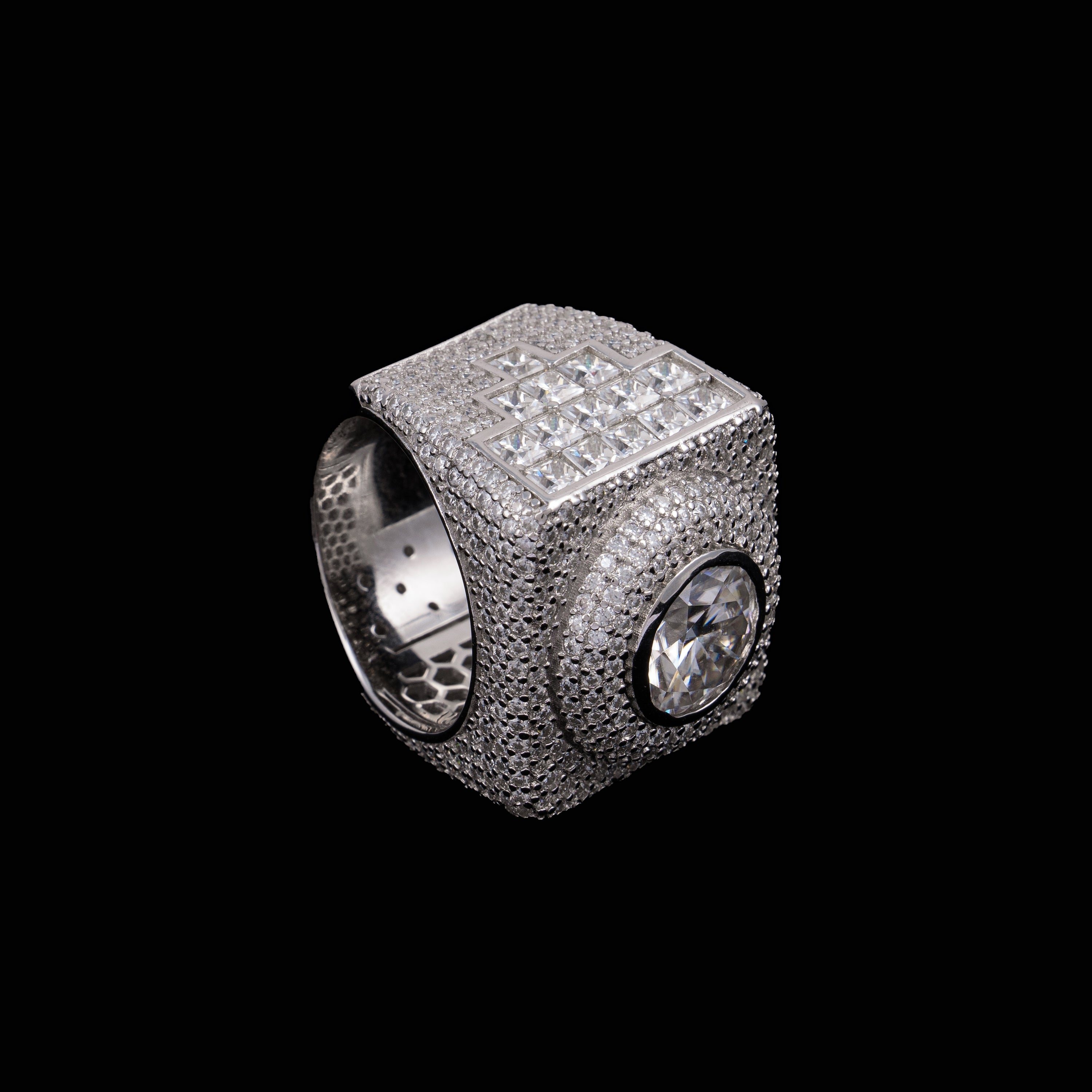 Square Halo Ring with Colored Round Center Stone – alternate product view 6