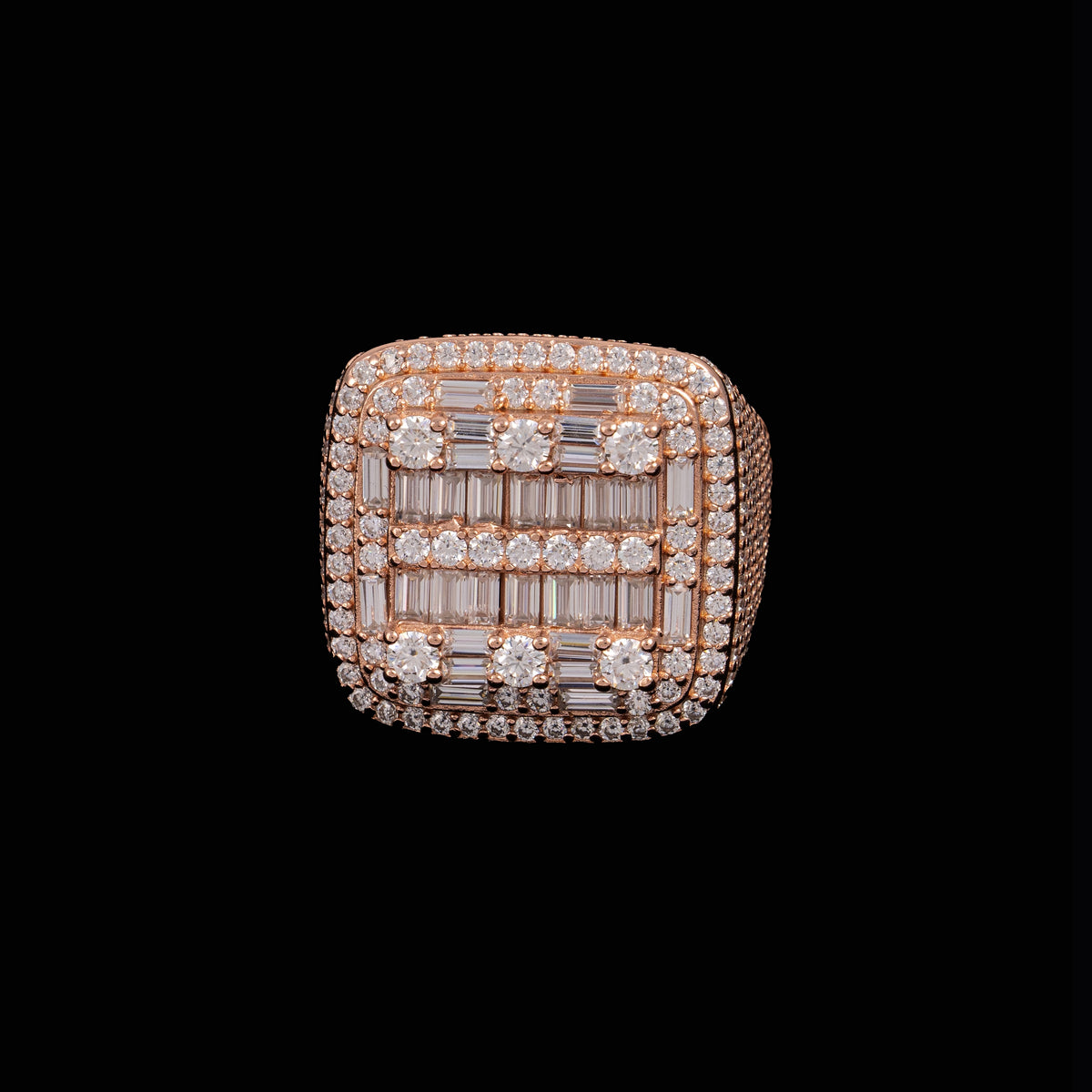 Iced Out Baguette Ring – Moissanite Hip Hop Statement Ring for Men by Sommarnox