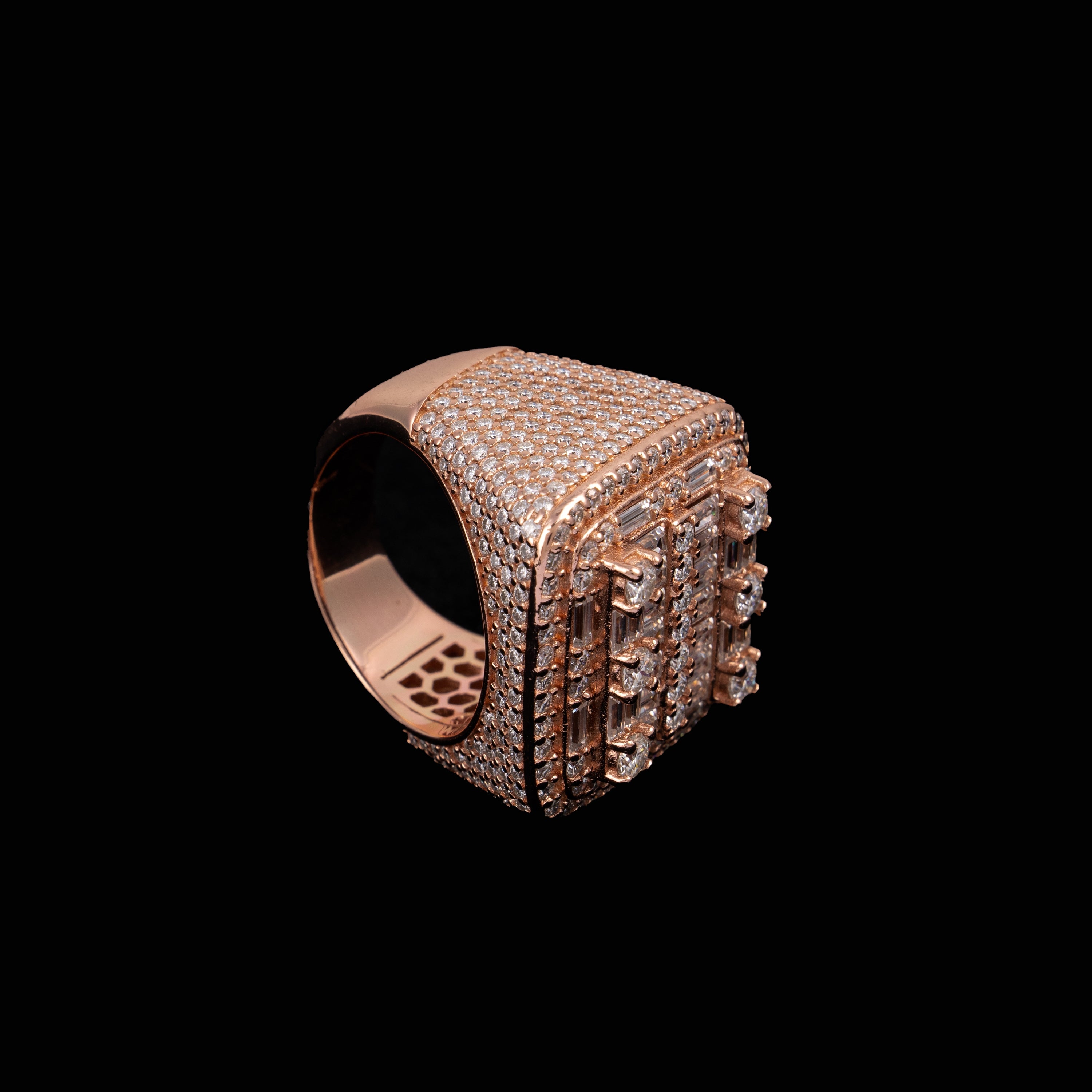 Iced Out Baguette Ring – Moissanite Hip Hop Statement Ring for Men – alternate product view 2