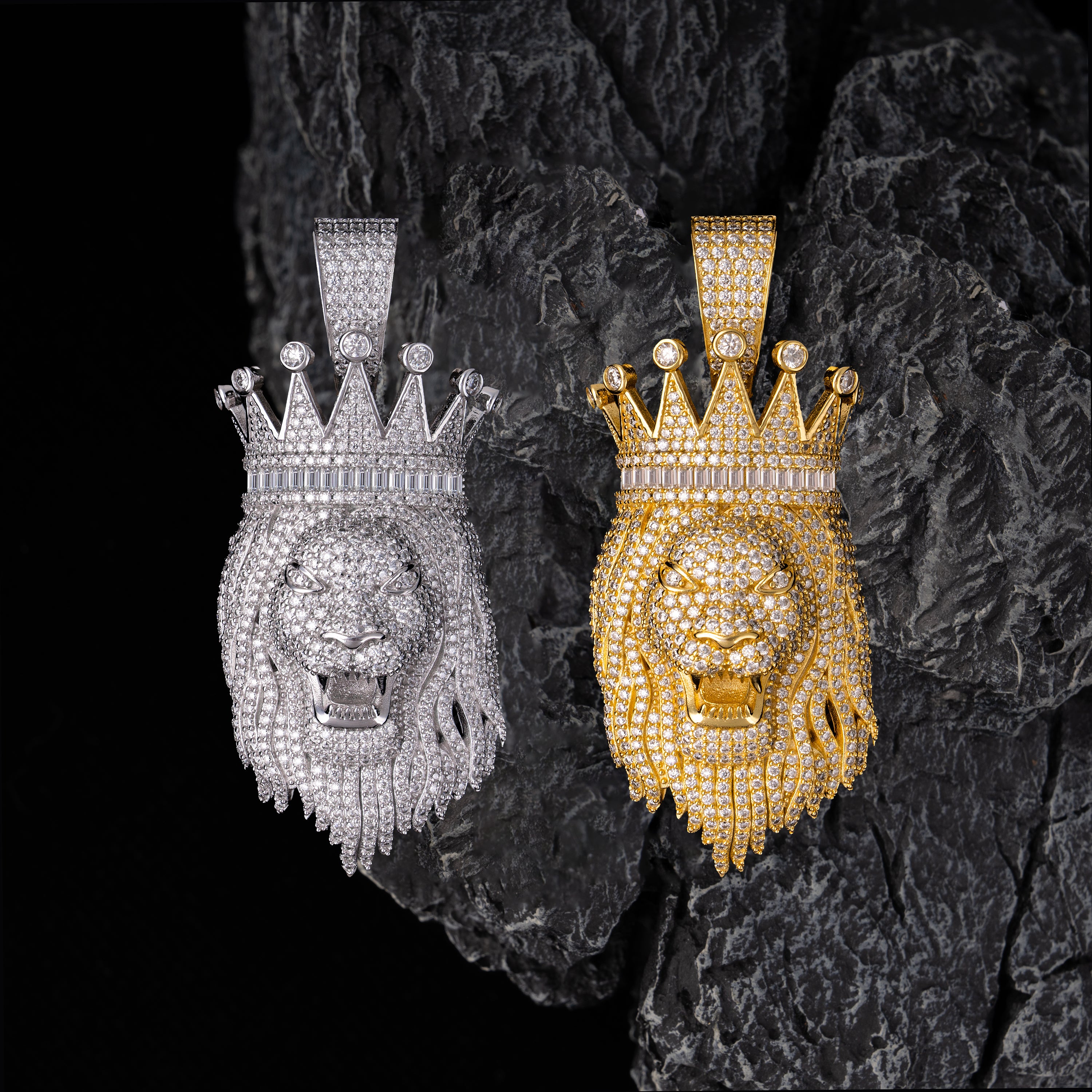 Iced Out Moissanite Lion King Pendant – alternate product view 3