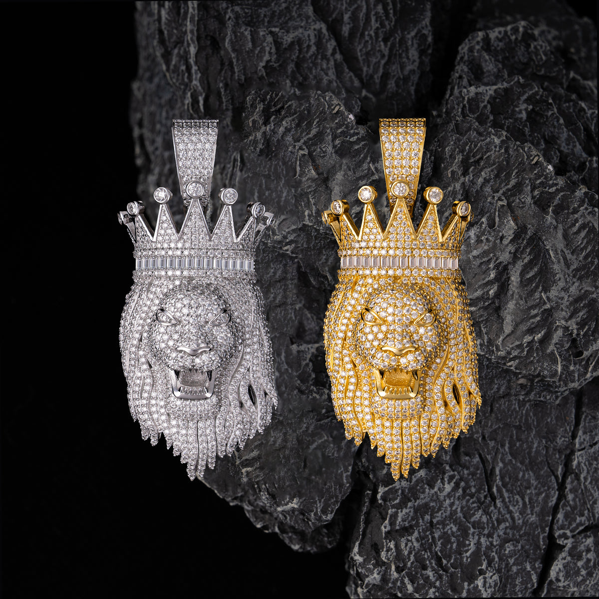 Iced Out Moissanite Lion King Pendant – alternate product view 3