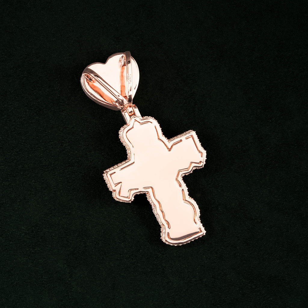 Moissanite Rainbow Halo Heart Cross Pendant