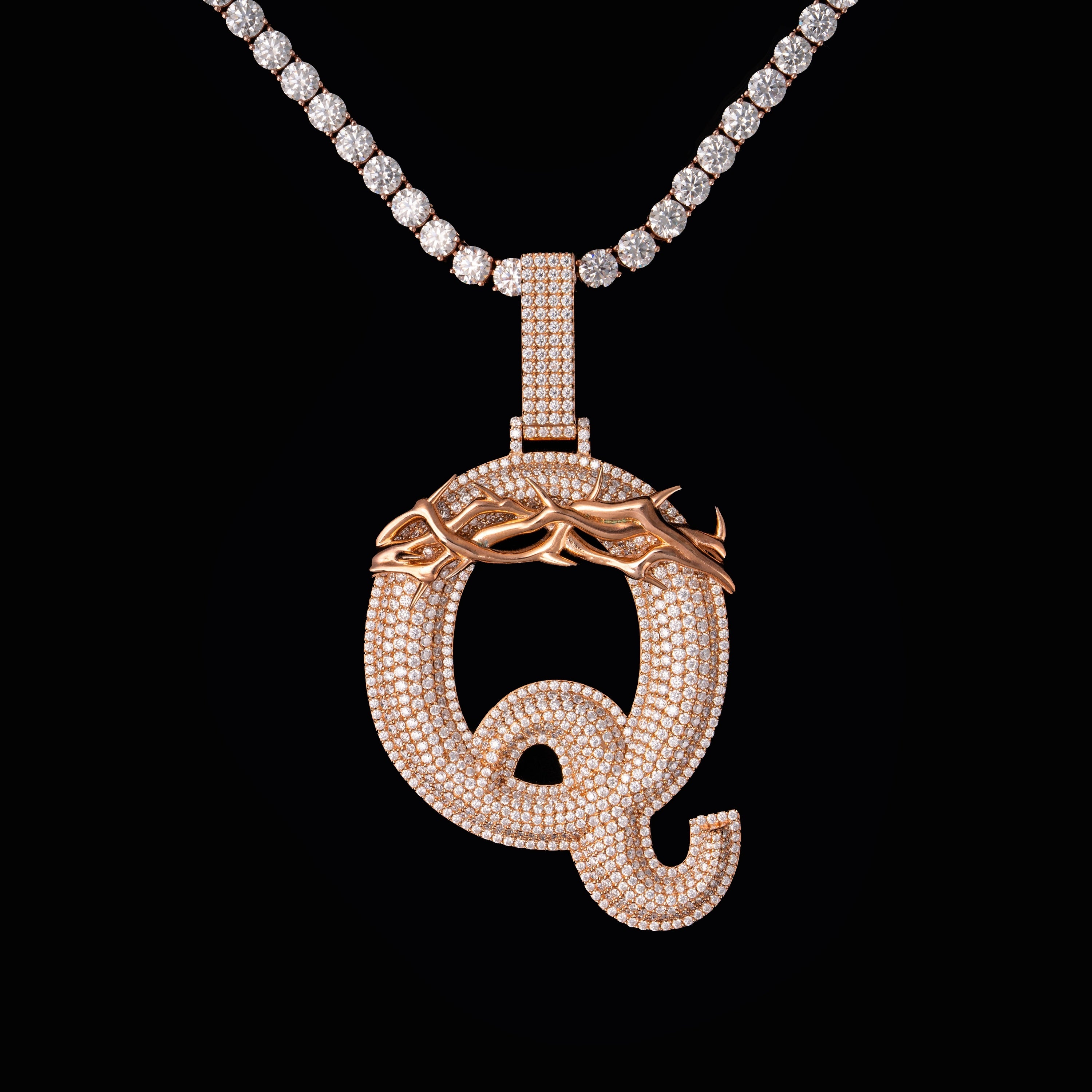 Moissanite Design letter D Q pendant