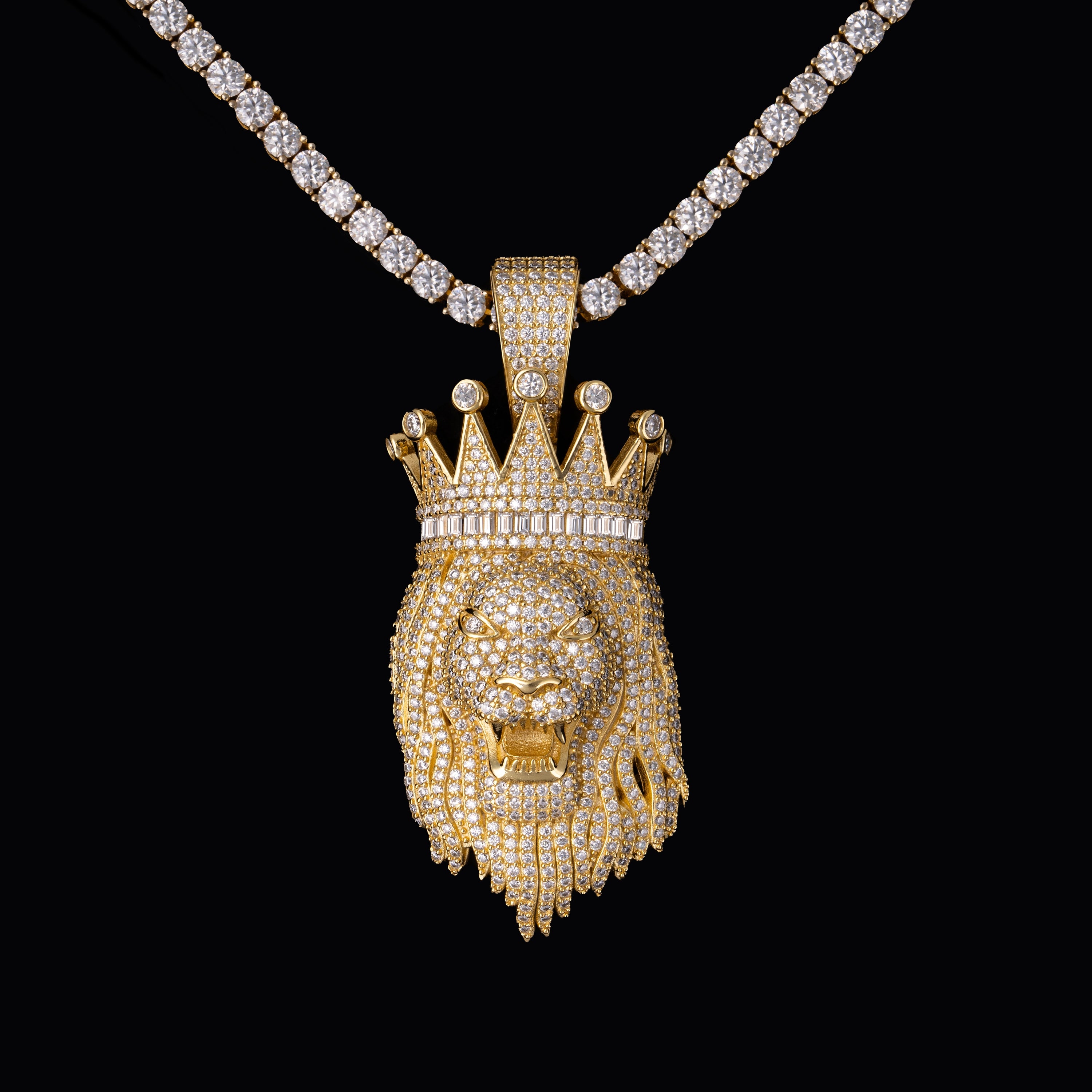 Iced Out Moissanite Lion King Pendant – alternate product view 4