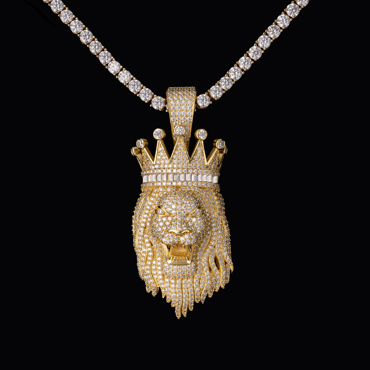 Iced Out Moissanite Lion King Pendant – alternate product view 4