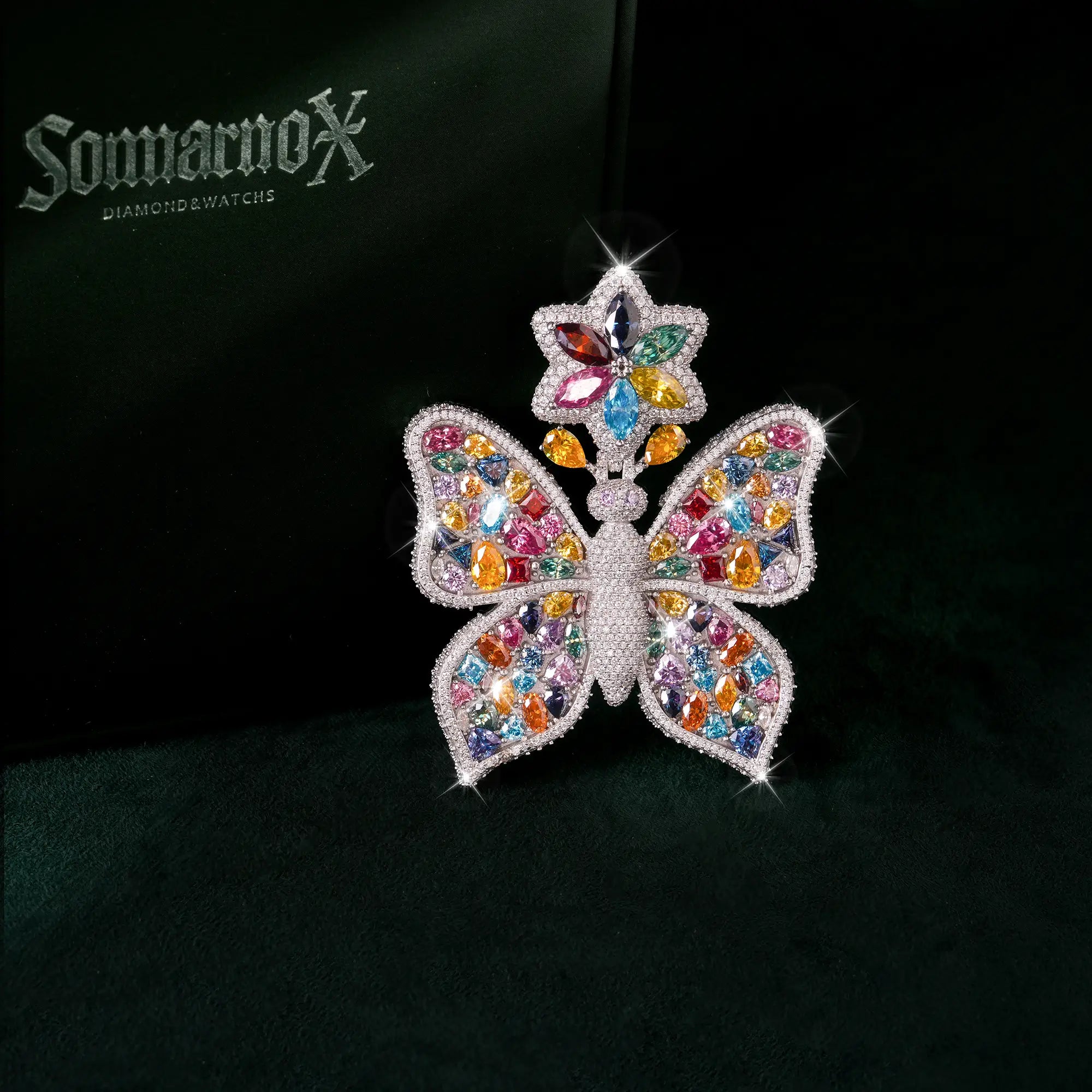 Rainbow Moissanite Butterfly Pendant – alternate product view 5