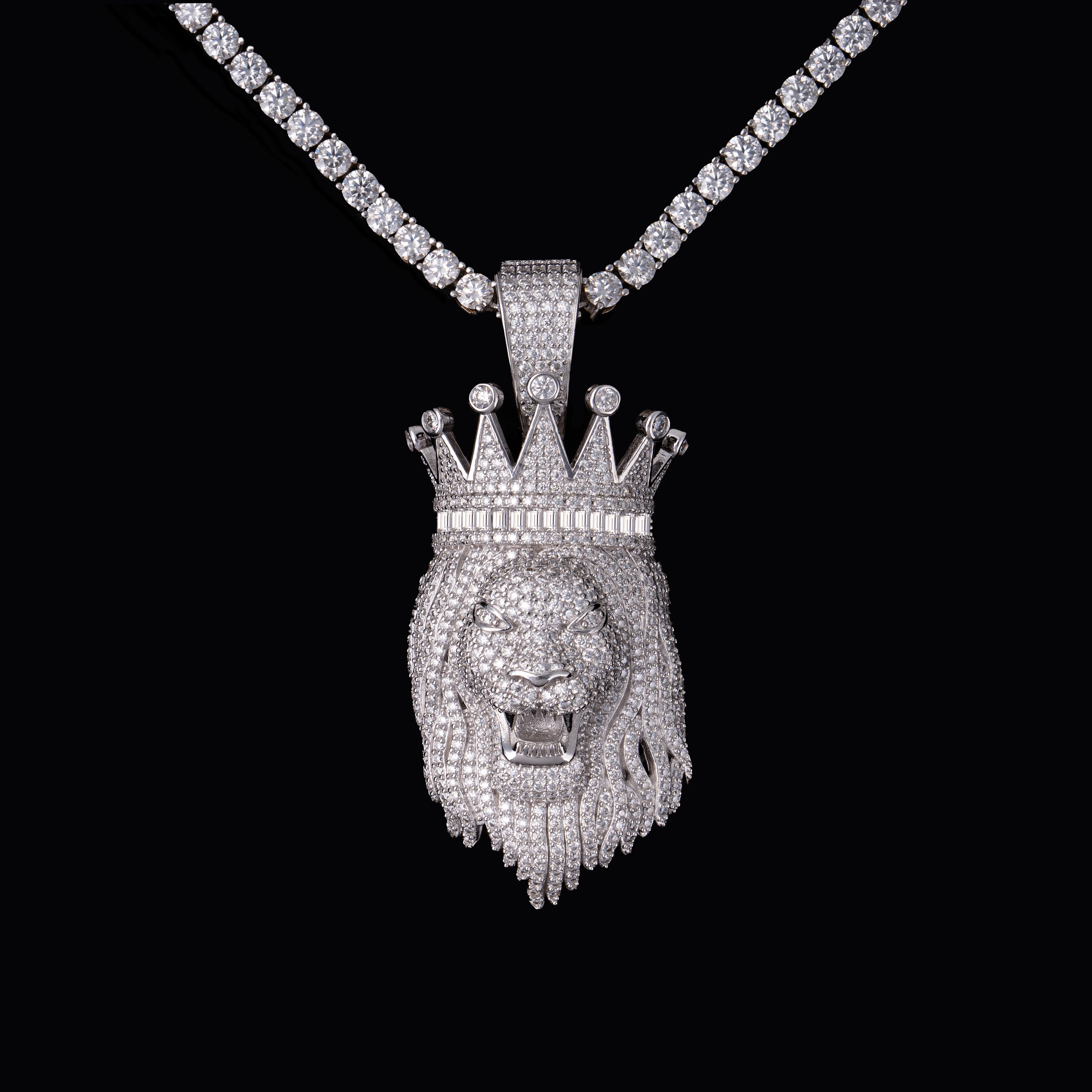 Iced Out Moissanite Lion King Pendant – alternate product view 5