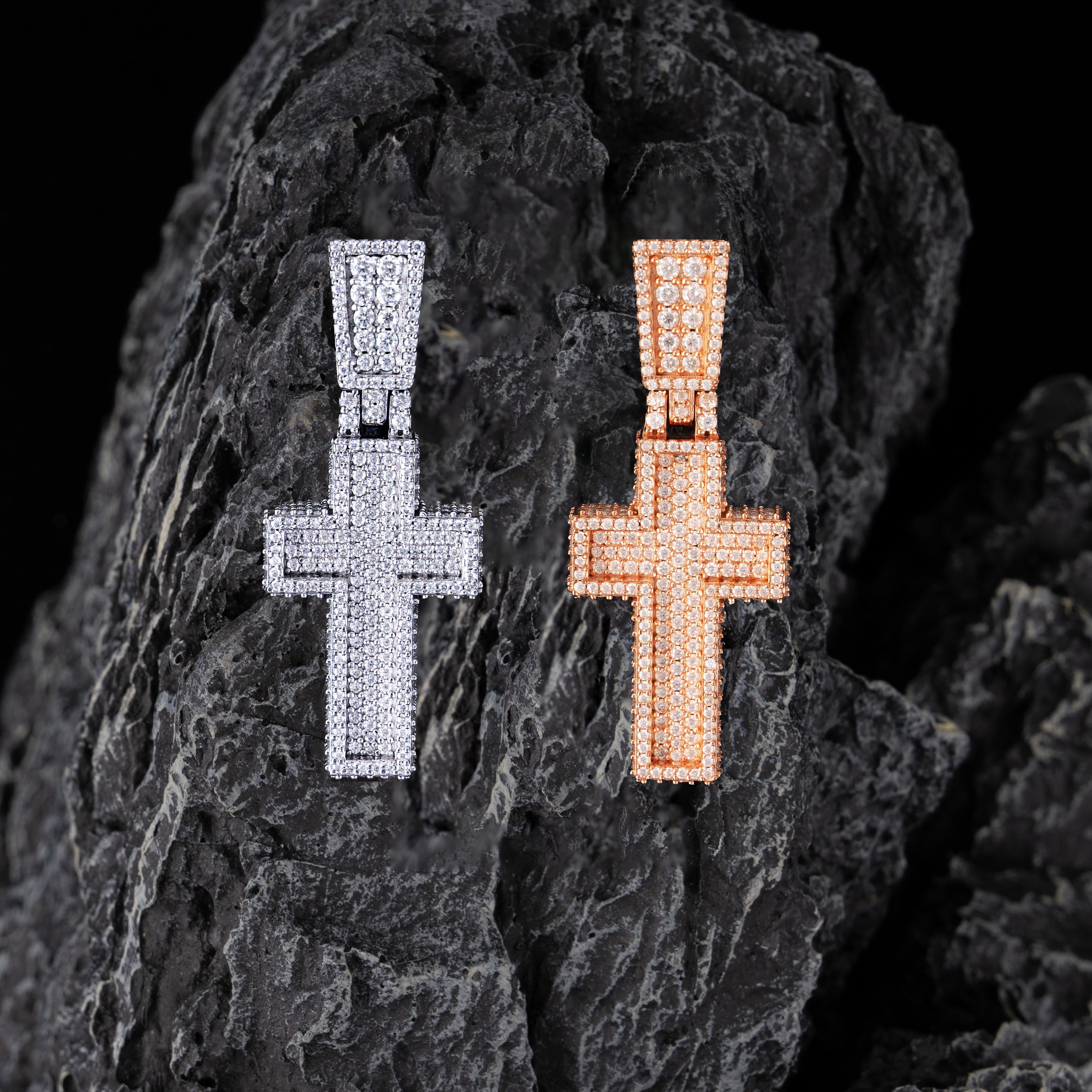 Iced Out Cross Pendant – Moissanite Hip Hop Charm – alternate product view 3