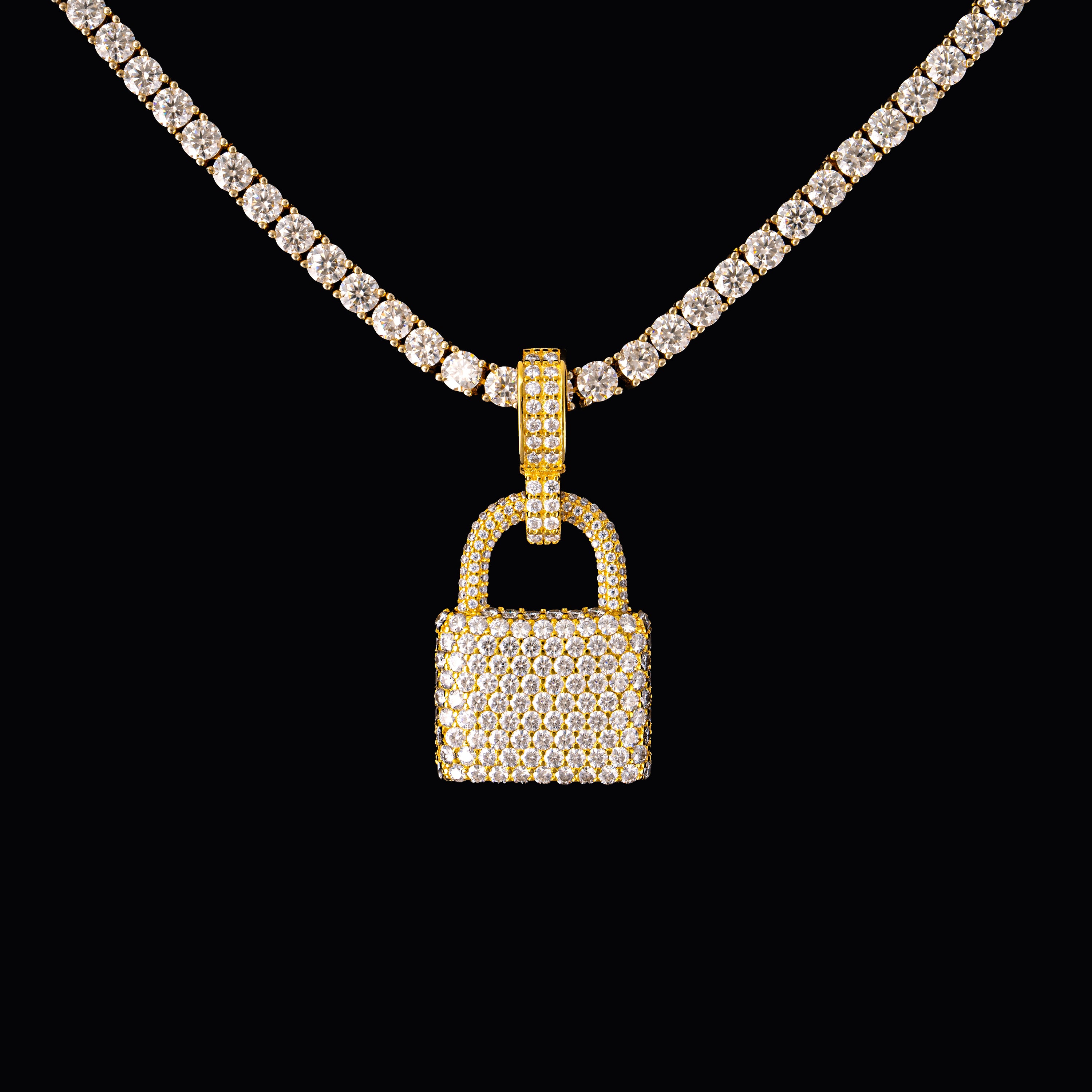 Iced Out Moissanite Lock Pendant – alternate product view 6