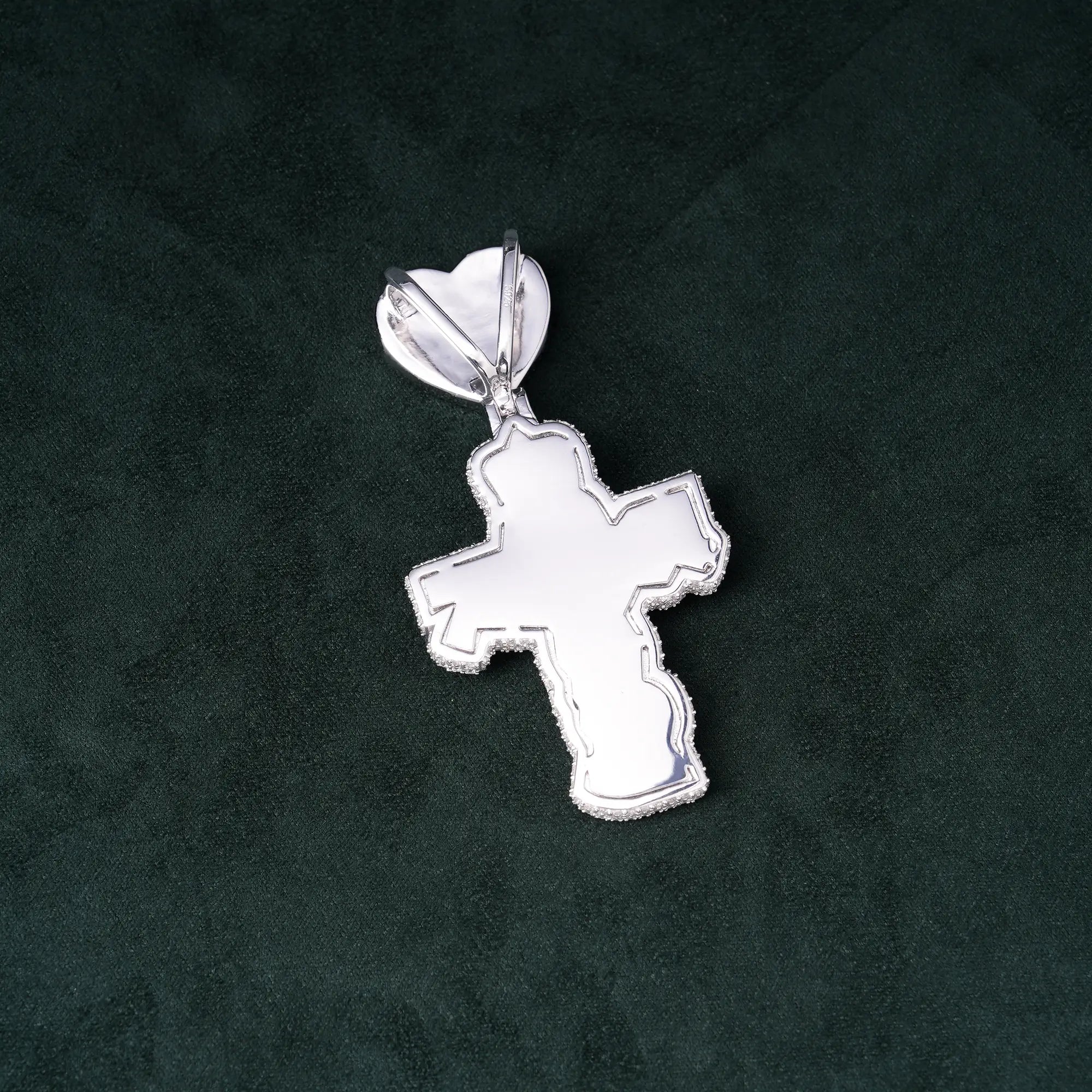 Moissanite Rainbow Halo Heart Cross Pendant – alternate product view 6