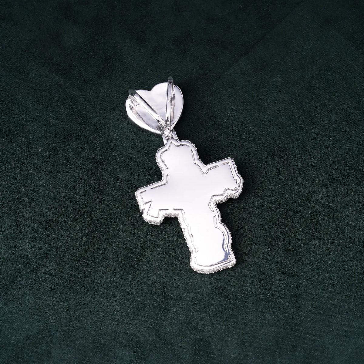 Moissanite Rainbow Halo Heart Cross Pendant – alternate product view 6
