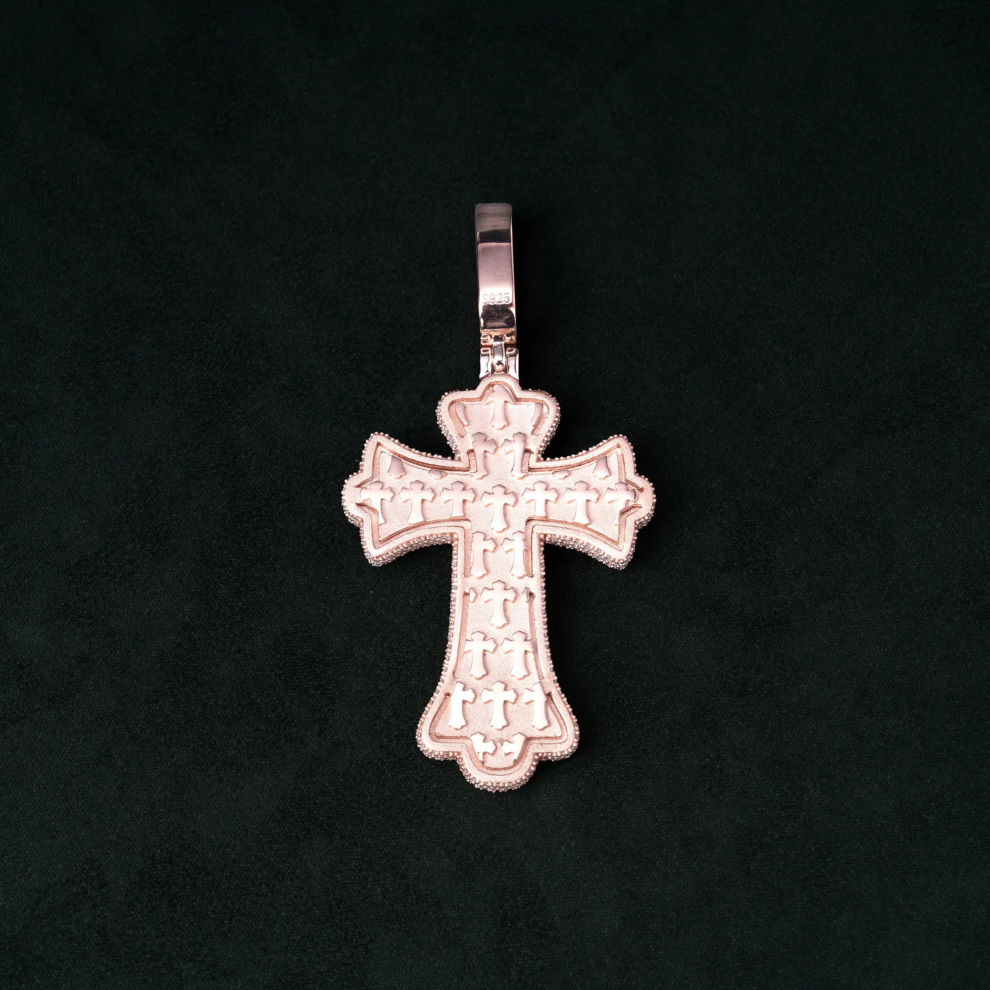 Moissanite Rainbow Halo Floral Cross Pendant – alternate product view 17