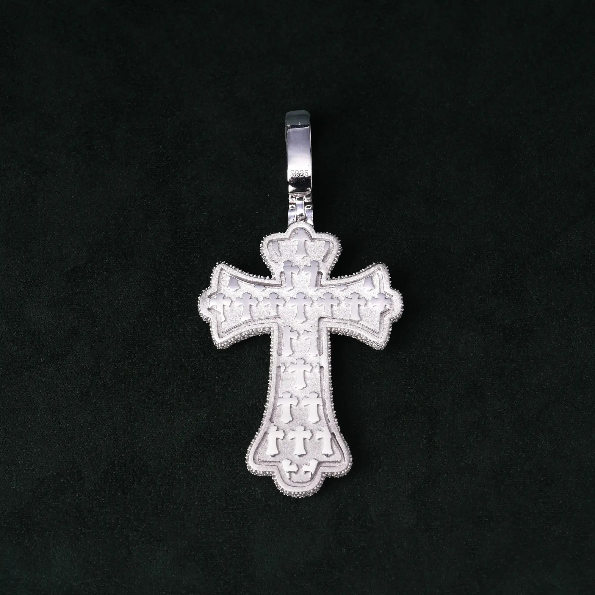 Moissanite Rainbow Halo Floral Cross Pendant – alternate product view 6