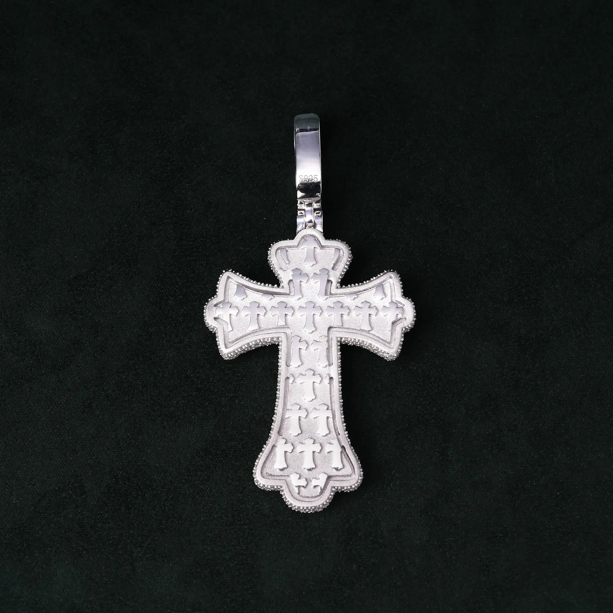 Moissanite Rainbow Halo Floral Cross Pendant – alternate product view 6