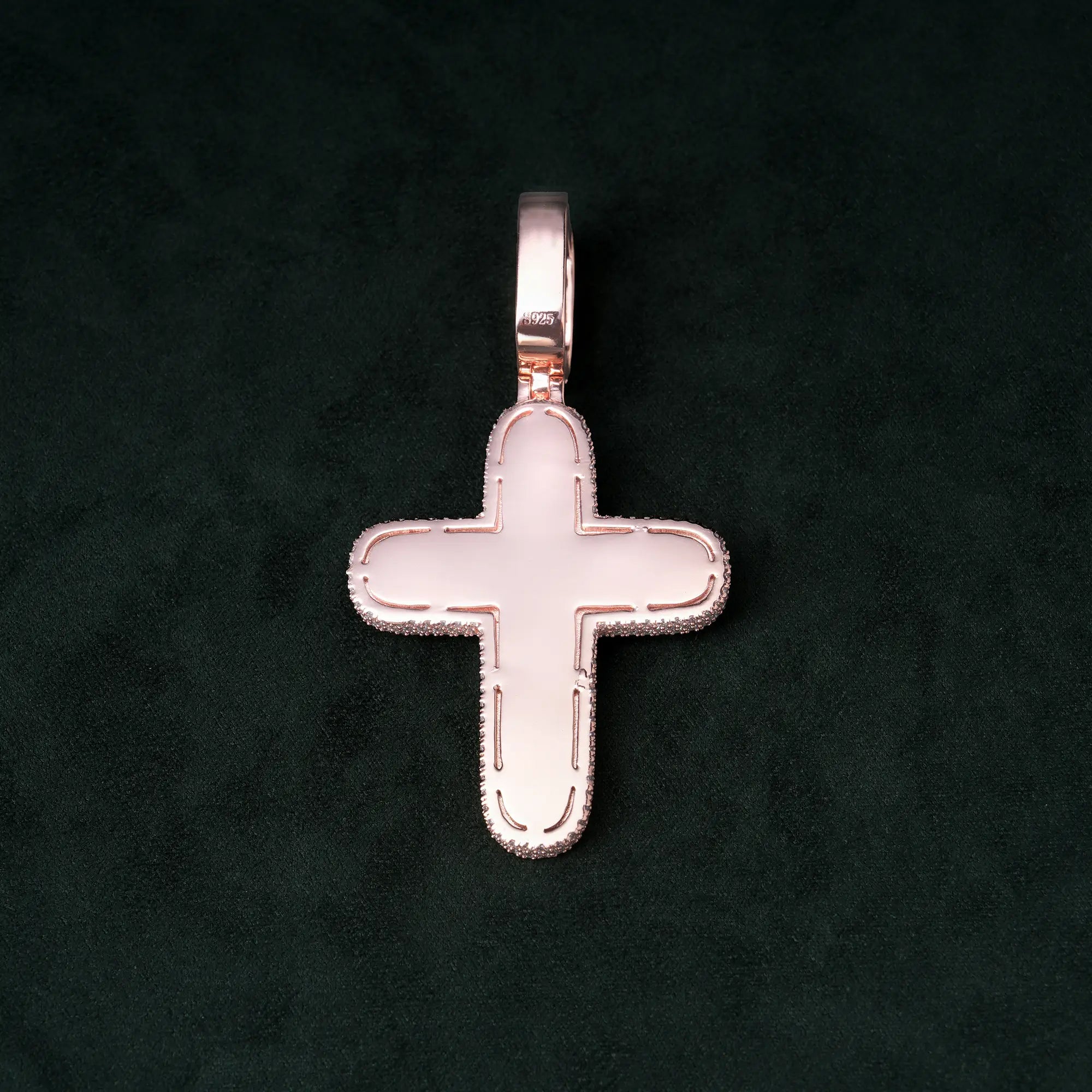Moissanite Rainbow Halo Cross Pendant – alternate product view 9