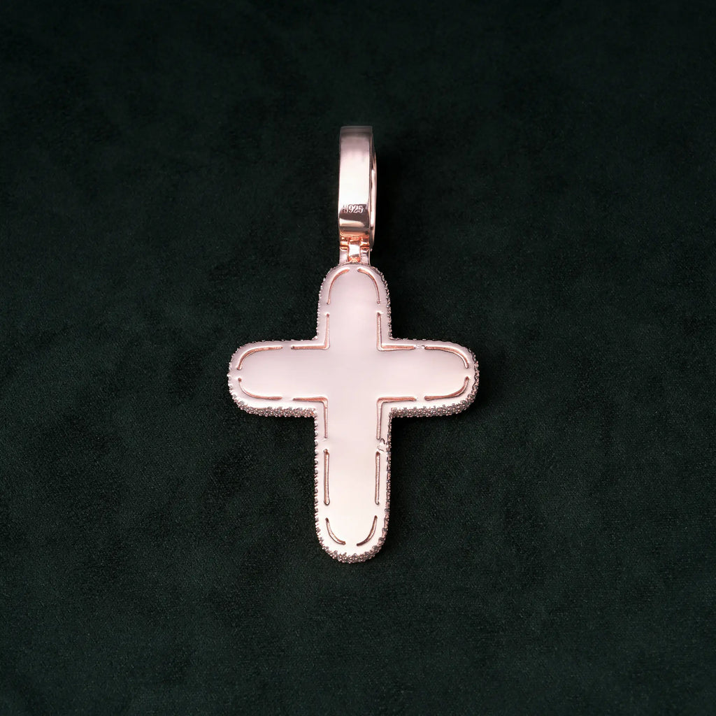 Moissanite Rainbow Halo Cross Pendant