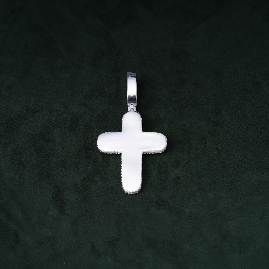 Moissanite Rainbow Halo Cross Pendant