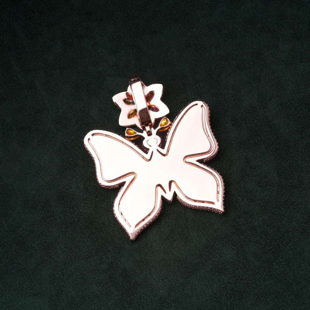 Rainbow Moissanite Butterfly Pendant