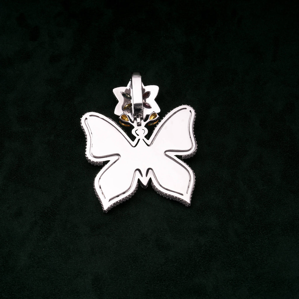 Rainbow Moissanite Butterfly Pendant