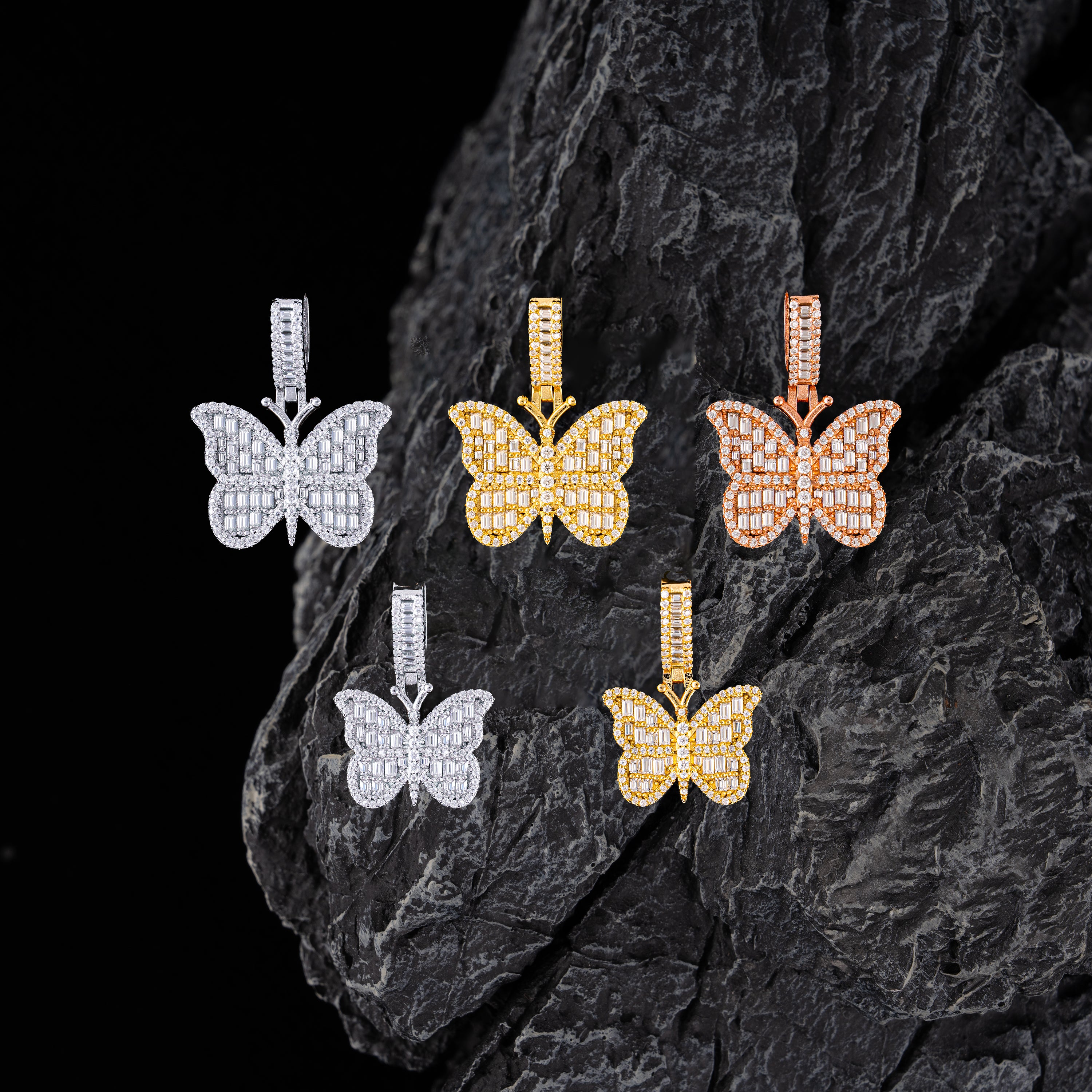 Moissanite Big Butterfly Small Butterfly Pendant – alternate product view 4