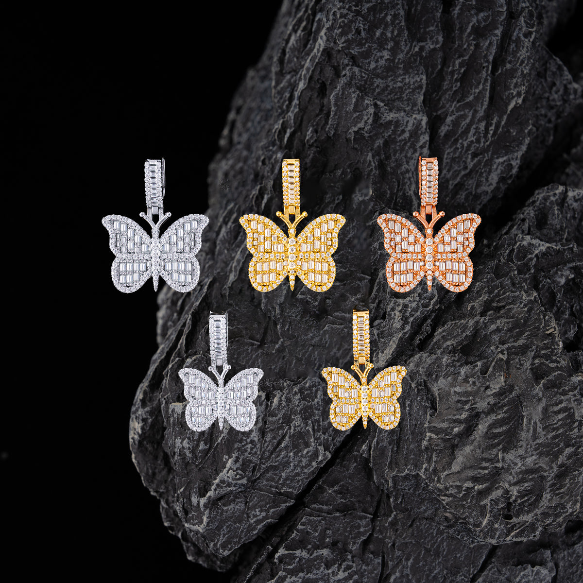 Moissanite Big Butterfly Small Butterfly Pendant – alternate product view 4