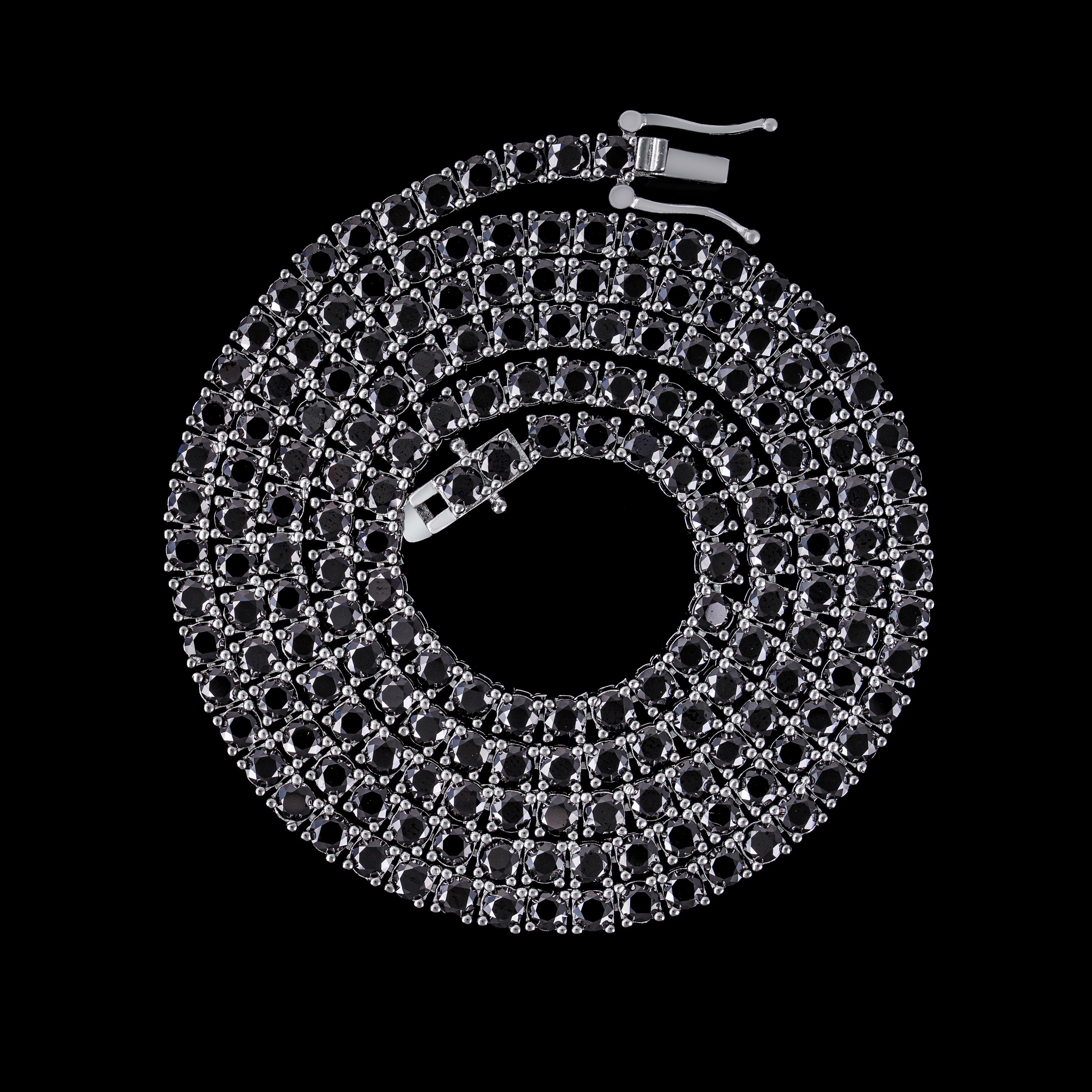 3MM 3.5MM 4MM 5MM 6.5MM Black Moissanite Tennis Chain Necklace & Bracelet by Sommarnox