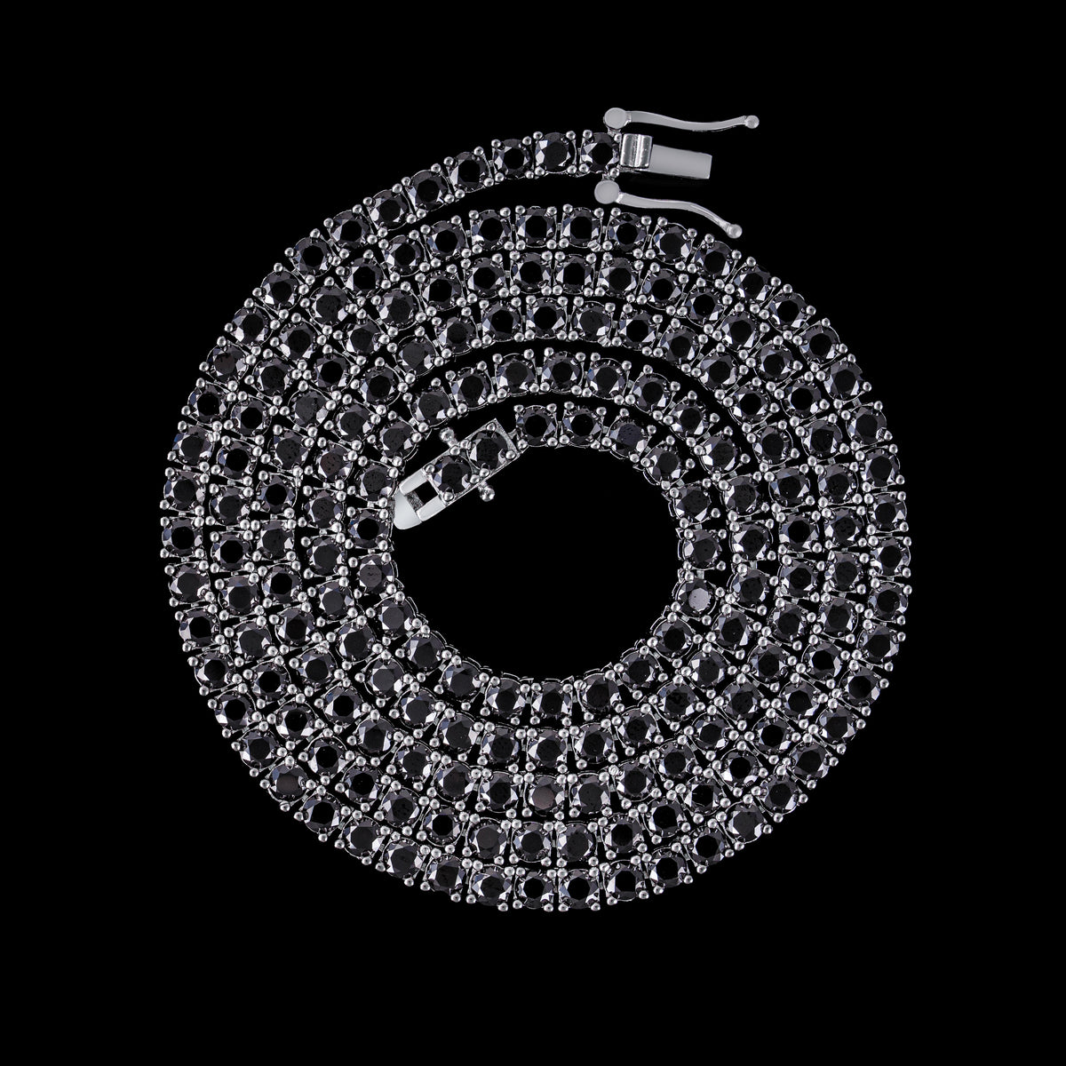 3MM 3.5MM 4MM 5MM 6.5MM Black Moissanite Tennis Chain Necklace & Bracelet by Sommarnox