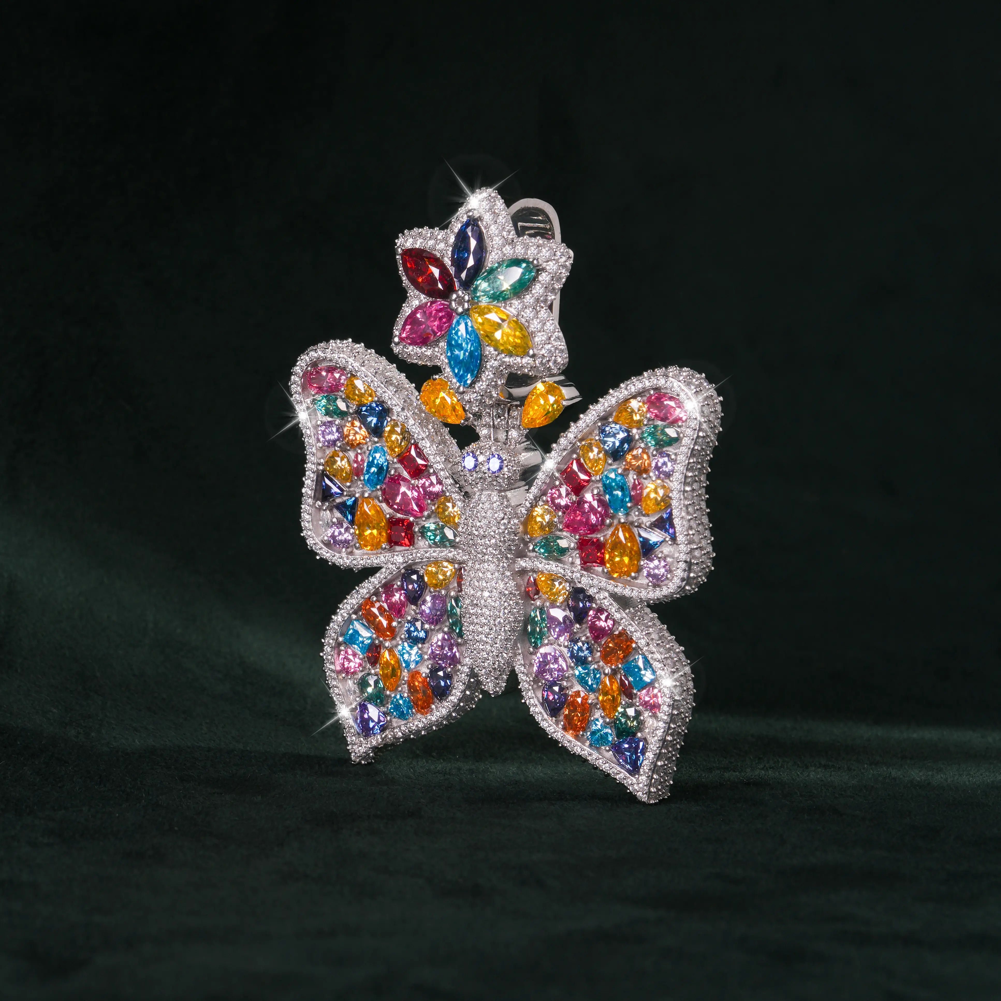 Rainbow Moissanite Butterfly Pendant – alternate product view 3