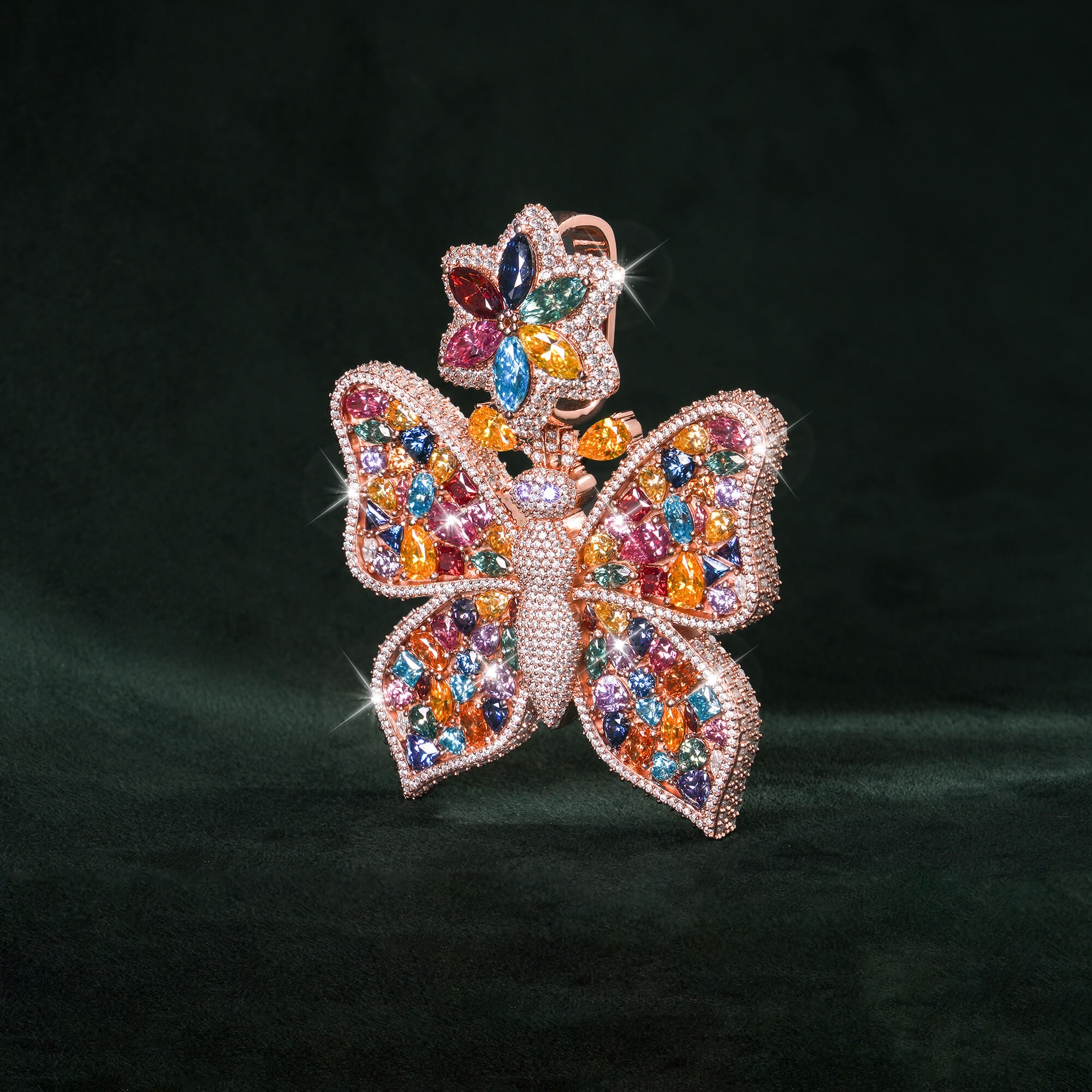 Rainbow Moissanite Butterfly Pendant – alternate product view 10
