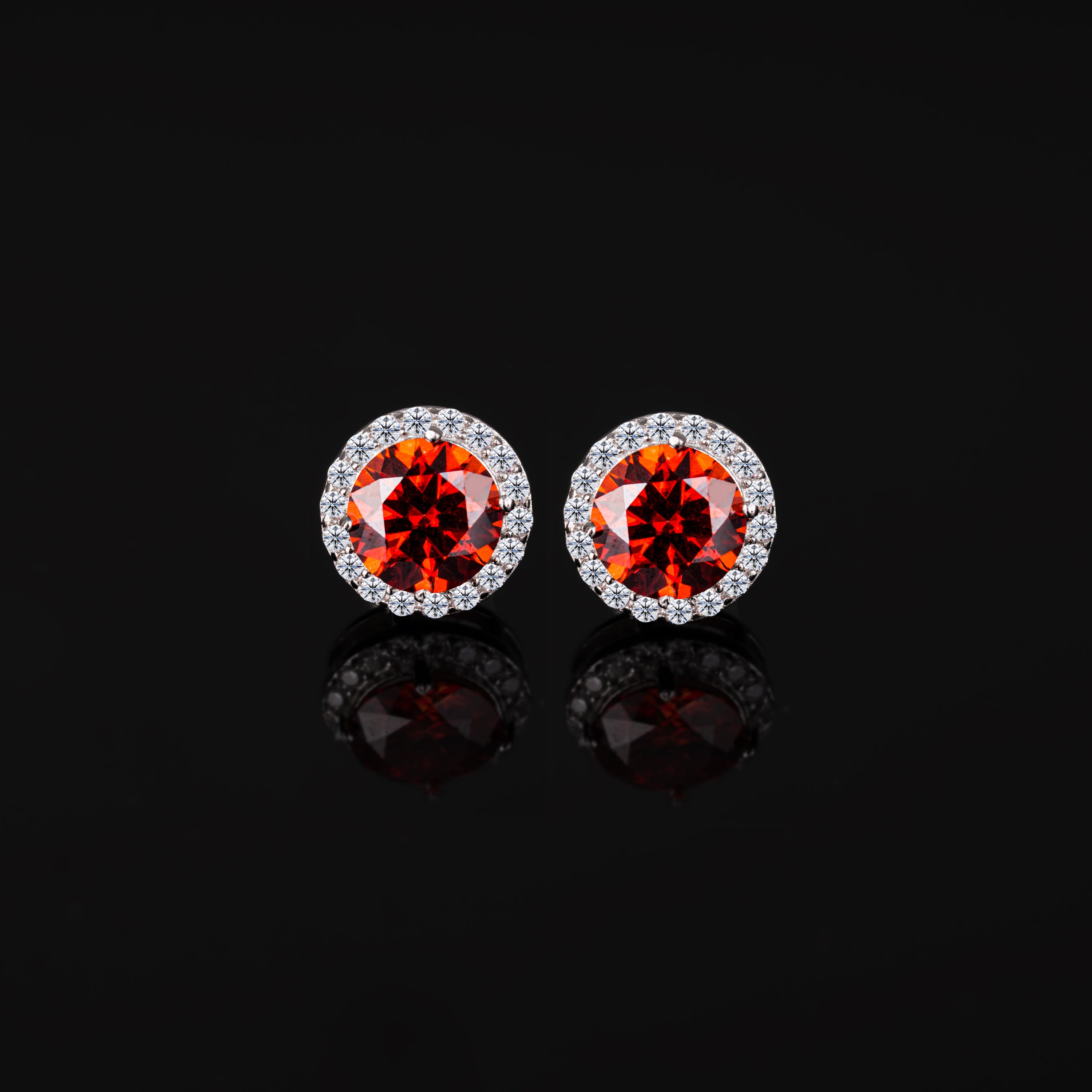 Color Moissanite Stud Earrings VVS Round Halo Pavé Screw Back – alternate product view 6